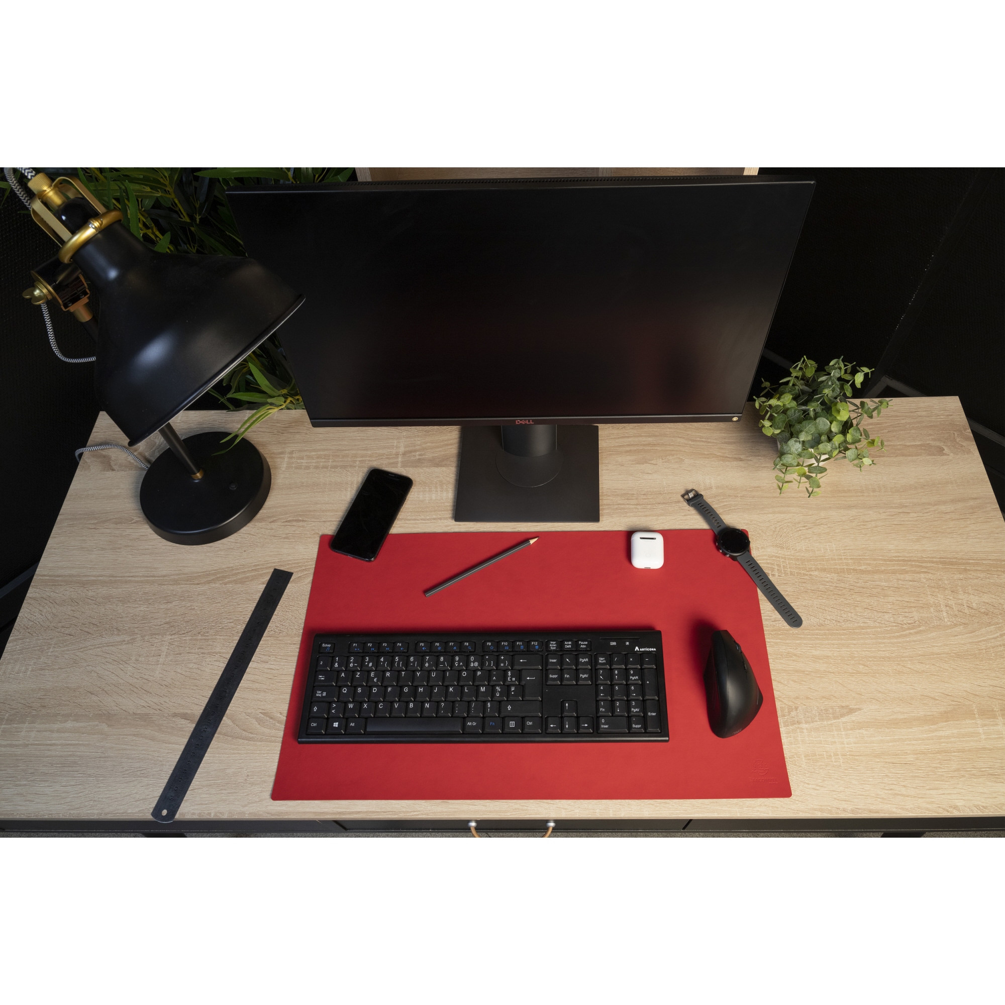 Exacompta Schreibunterlage Home Office 60 x 35 cm (B x H) ohne Kalender Polyurethan schwarz/rot