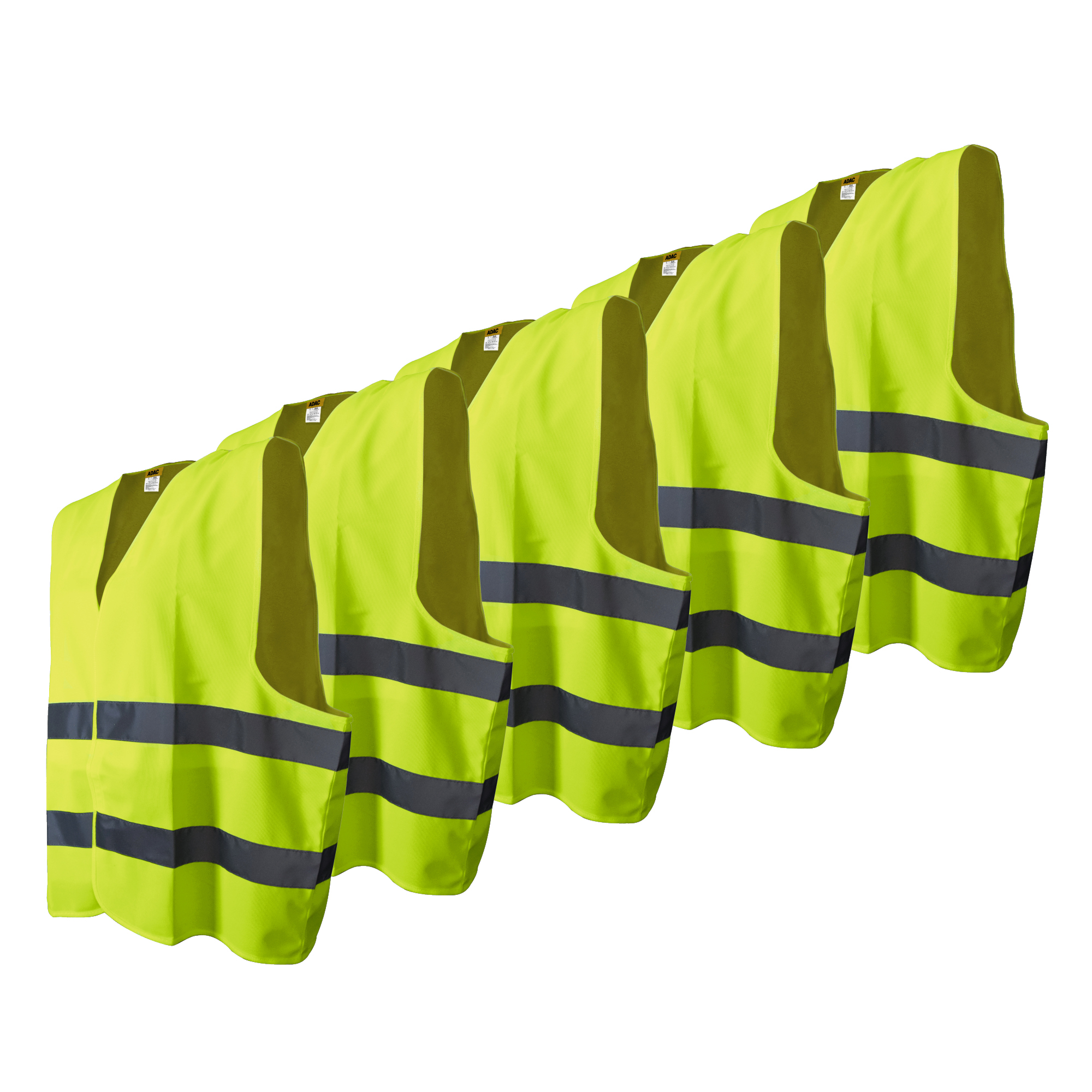 ADAC Warnweste XL reflektierend Klettverschluss 100 % Polyester gelb 5 St./Pack.