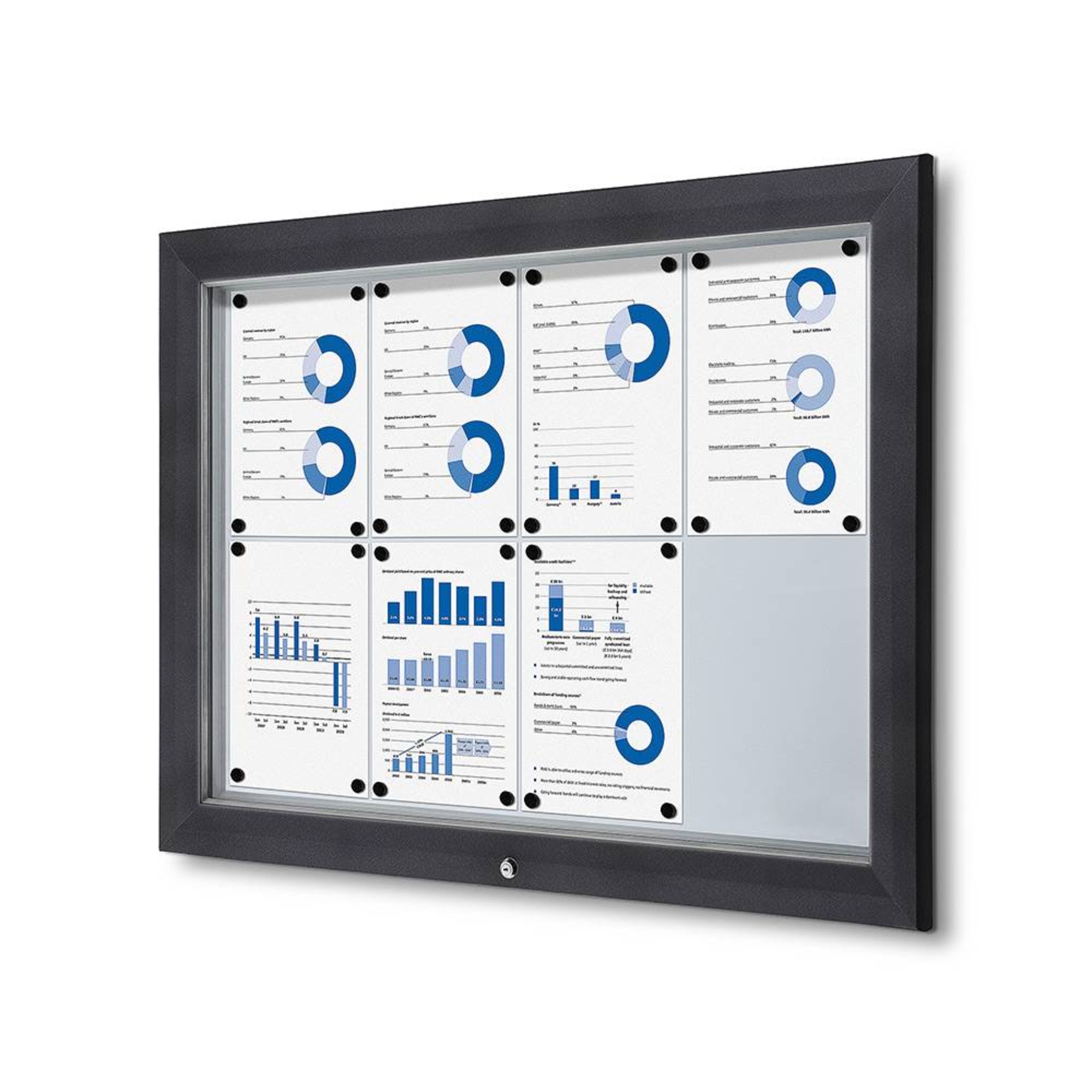 Showdown® Displays Schaukasten Outdoor Außenbereich 102,5 x 76 x 4,7 cm (B x H x T) 8 x DIN A4 mit Schloss Aluminium anthrazit