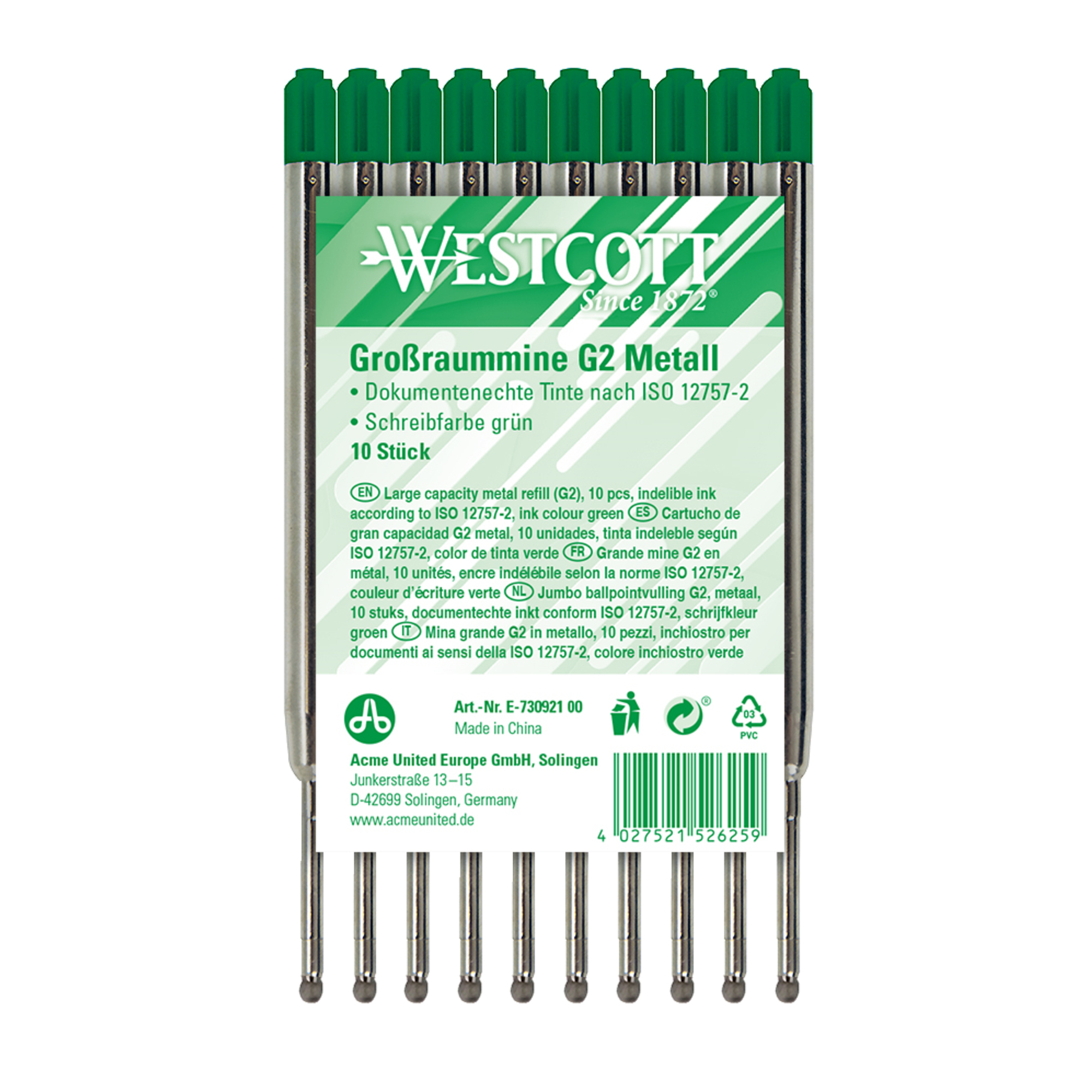 Westcott Großraummine M grün ISO 12757-2 dokumentenecht 10 St./Pack.
