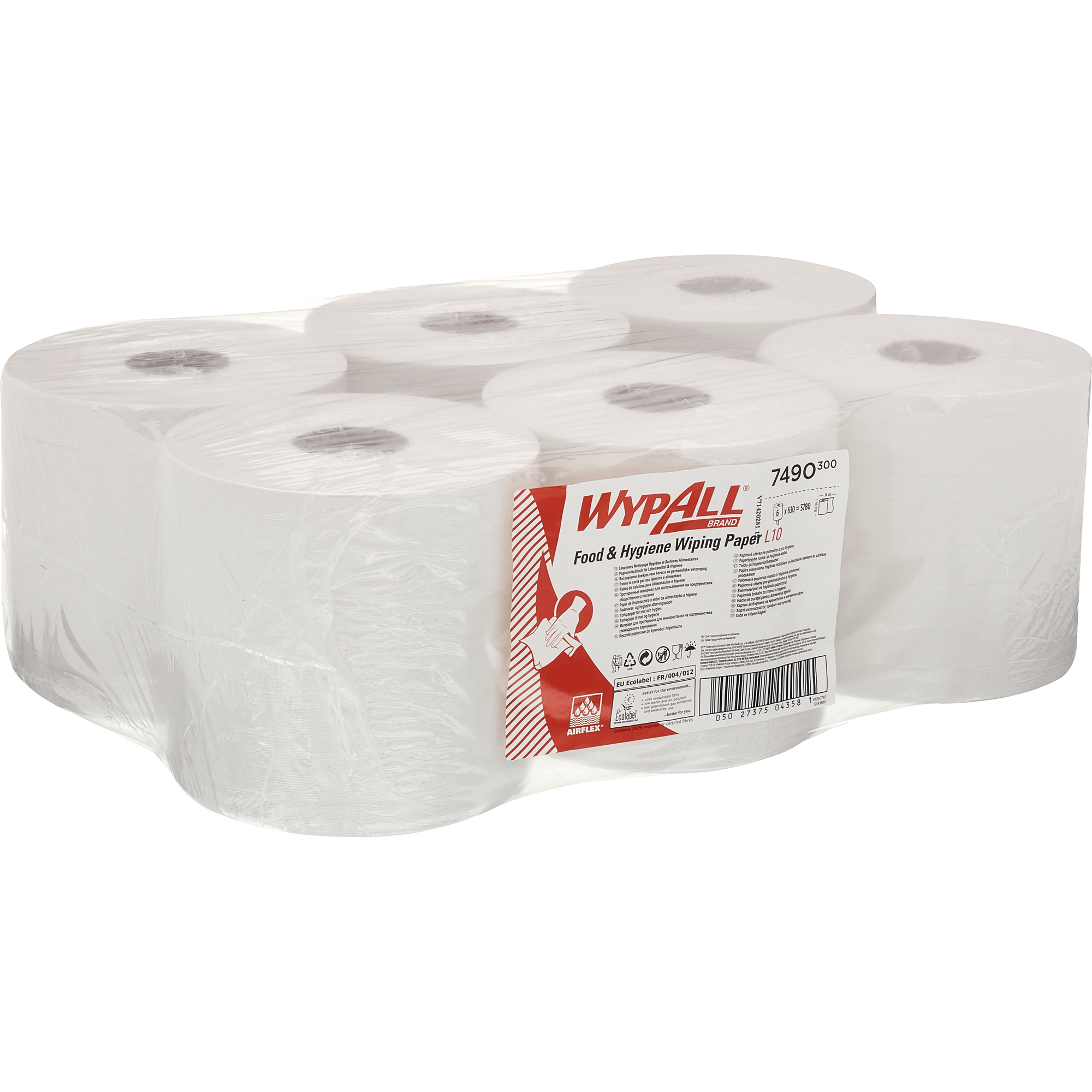 WYPALL* Wischtücher L10 Control™ 18,5 x 38 cm (B x L) Airflex™ weiß 6 Rl./Pack.