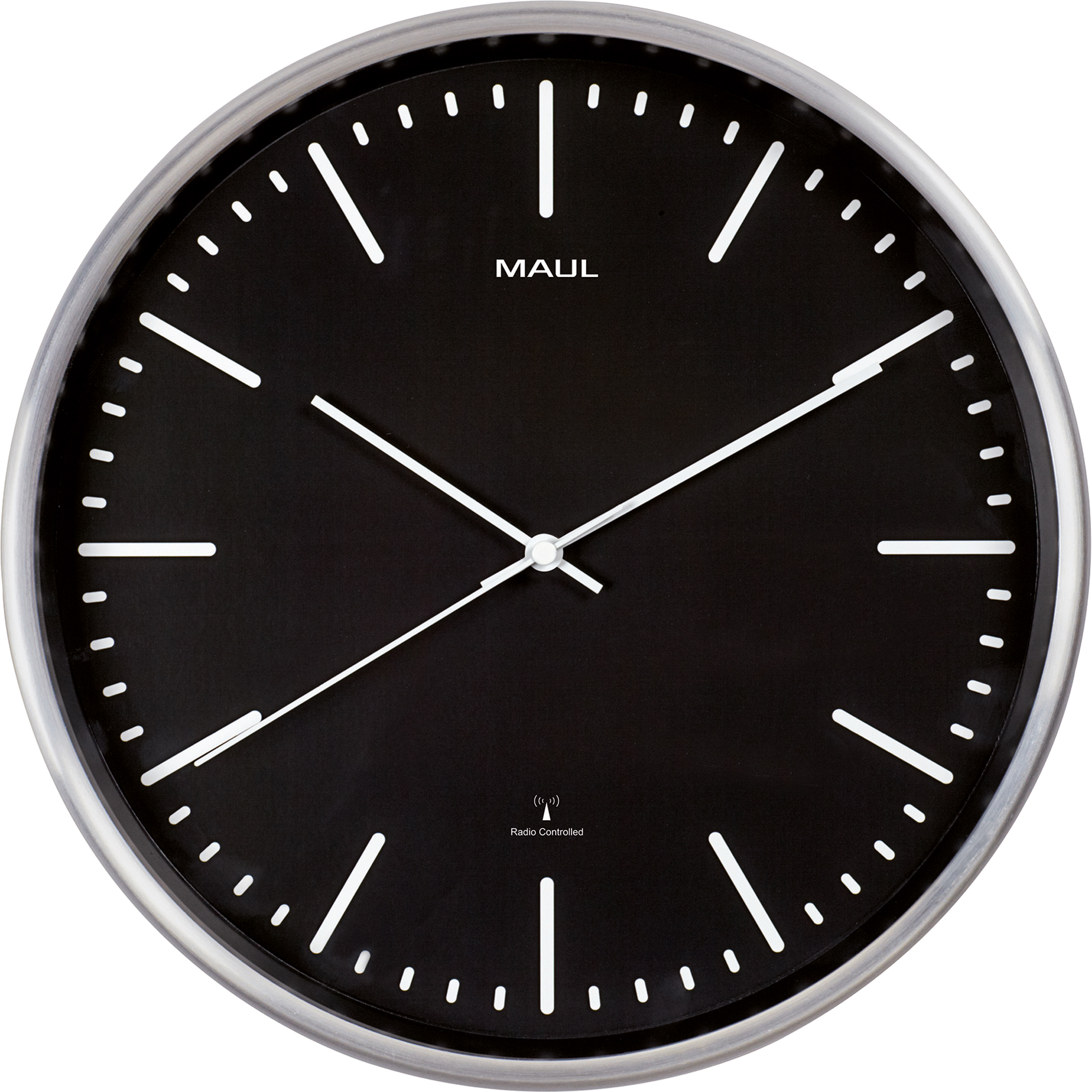 MAUL Funkuhr MAULfly 30,5cm Innenbereich Aluminium, gebürstet