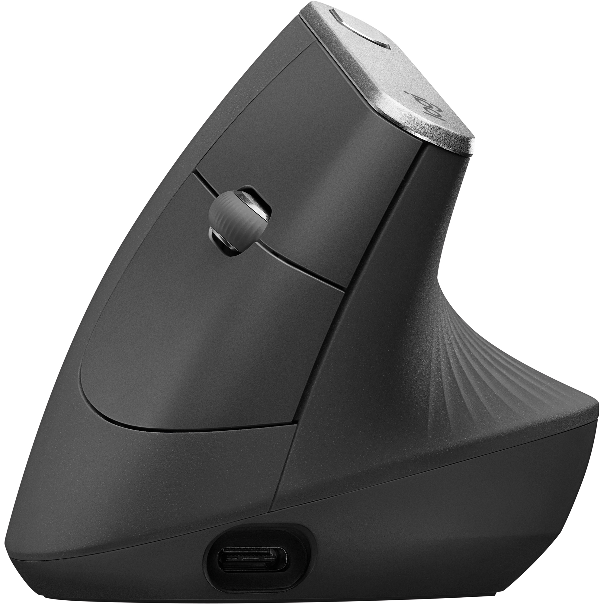 Logitech Optische PC Maus MX Vertical Rechtshänder ergonomisch USB-A, USB-C 10m Akku inkl. Unifying-Empfänger, USB-C-Ladekabel (USB-A auf USB-C) anthrazit