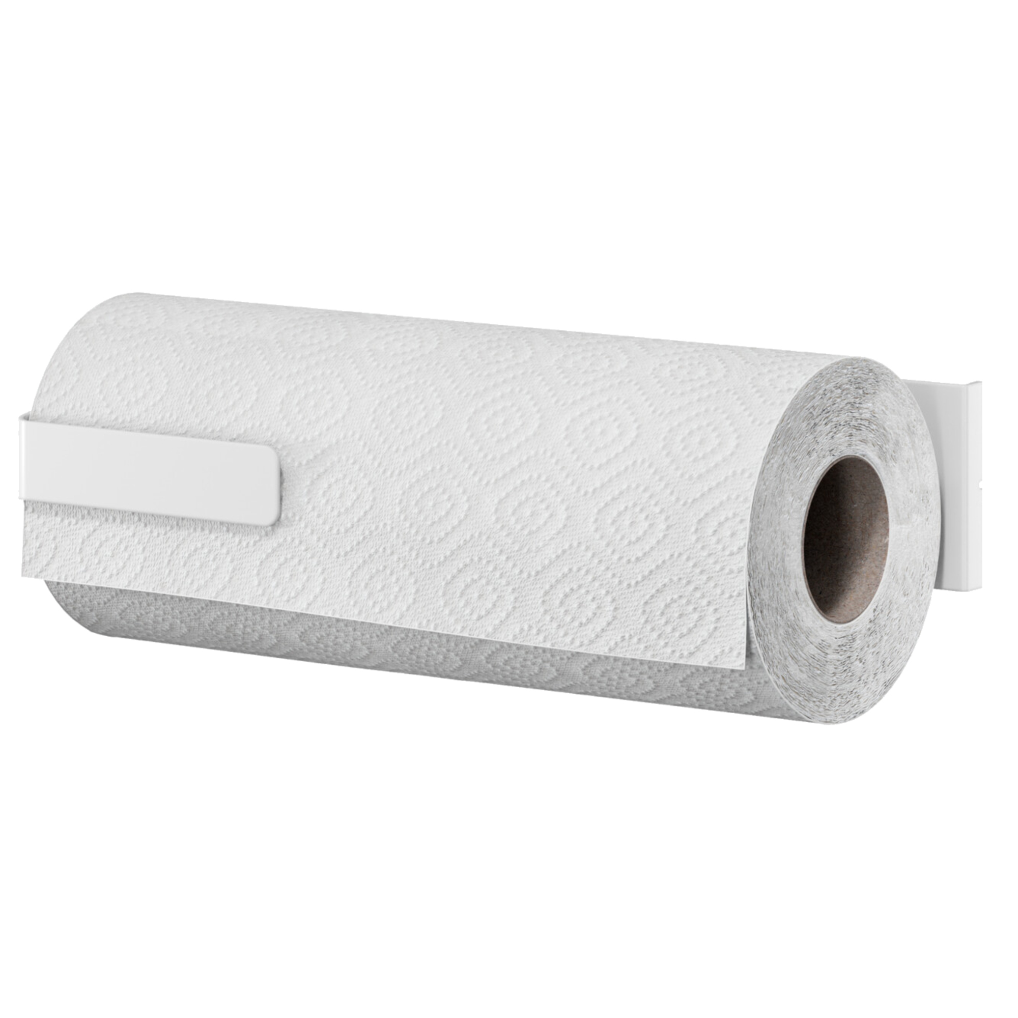 tesa® Küchenrollenhalter KITCHEN 14,5 x 6 x 26,5 cm (B x H x L) inkl. je 1 x Einzeladapter, Halter für horizontale Anwendung, tesa® Power.Kit Adapter, tesa® Klebeapplikator, Anleitung, Wasserwaage, Rändelmutter Metall Farbe: weiß