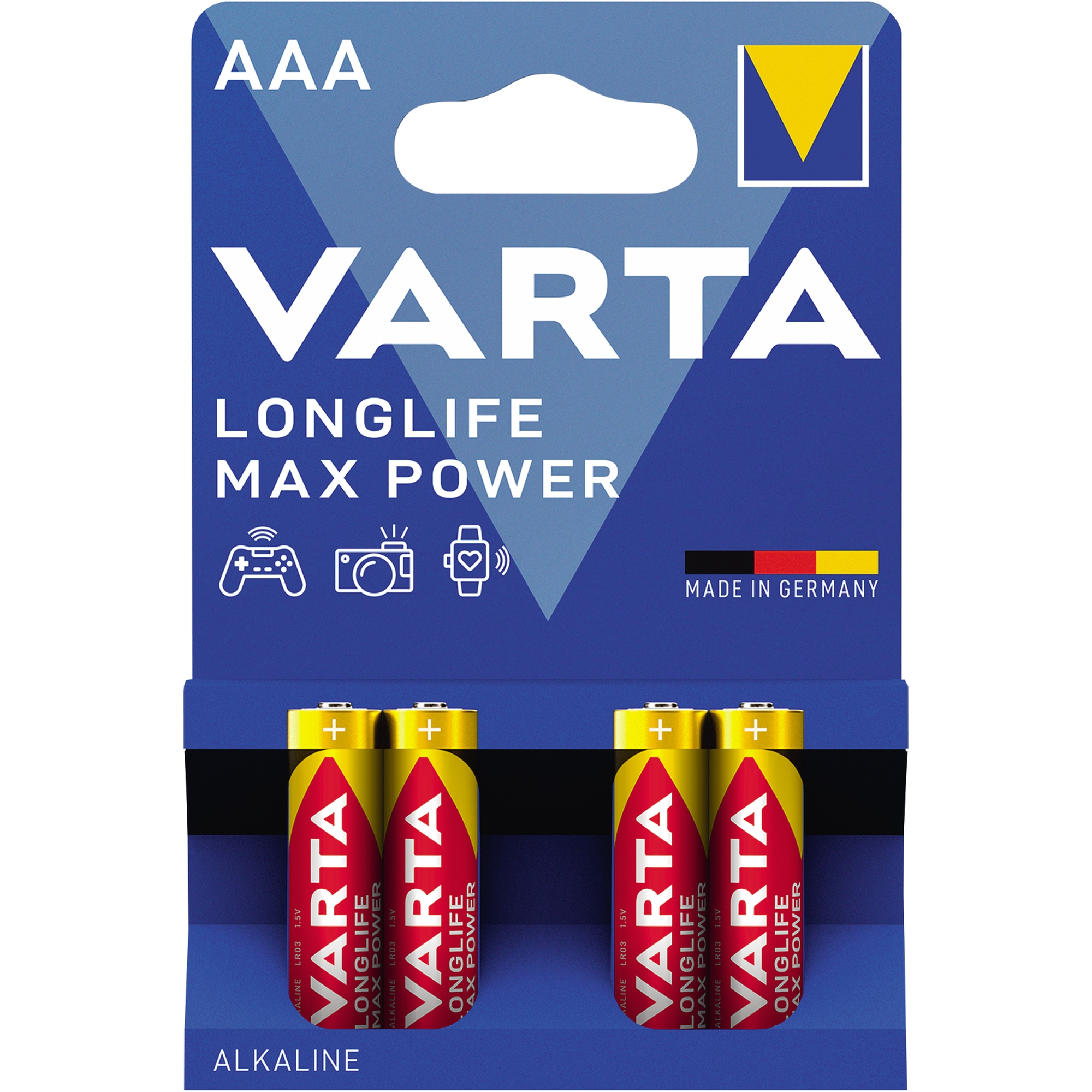 Varta Batterie Longlife Max Power AAA/Micro LR03 Alkaline 1,5V 1.280 mAh 4 St./Pack.