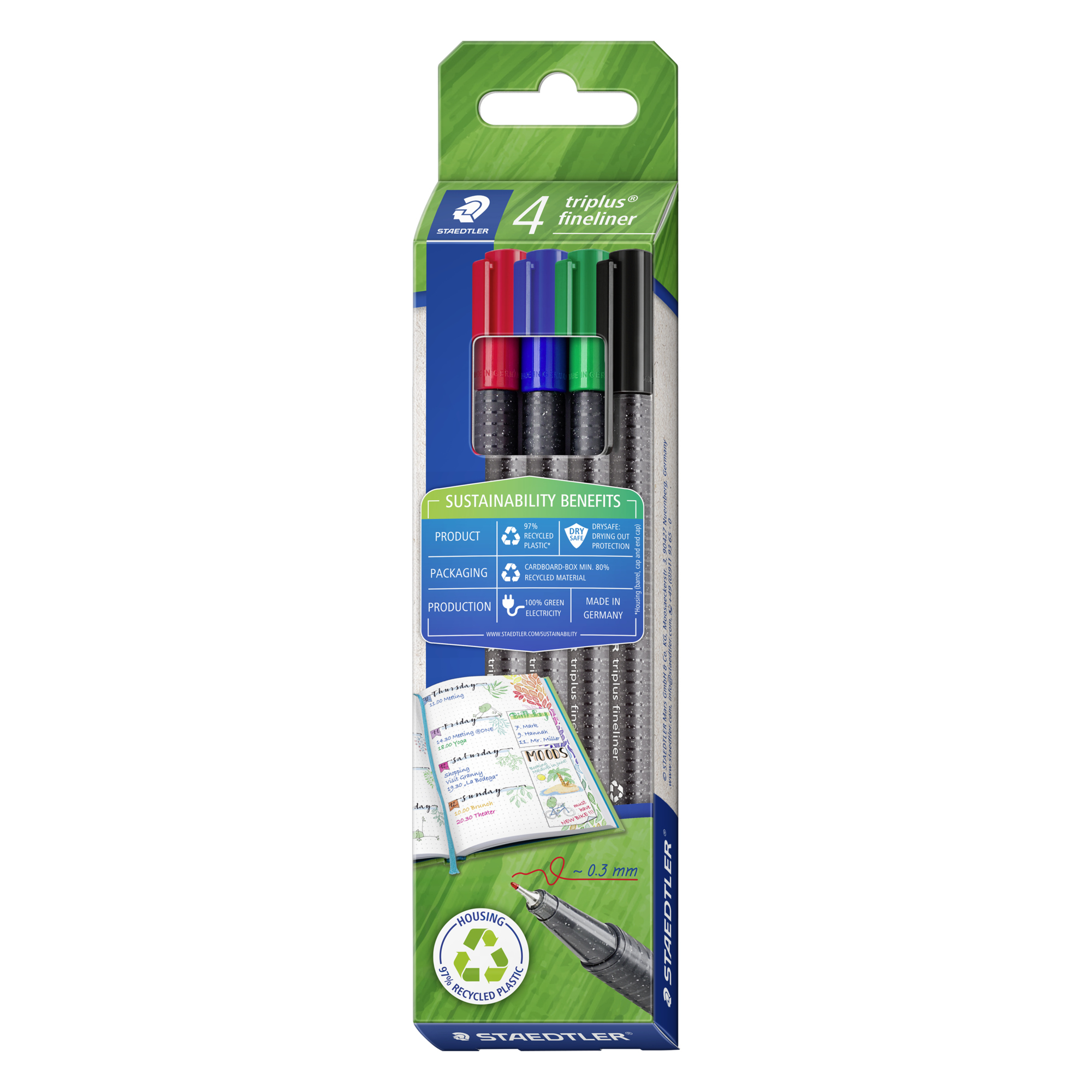 STAEDTLER® Fineliner triplus® 334 0,3mm 4 St./Pack.