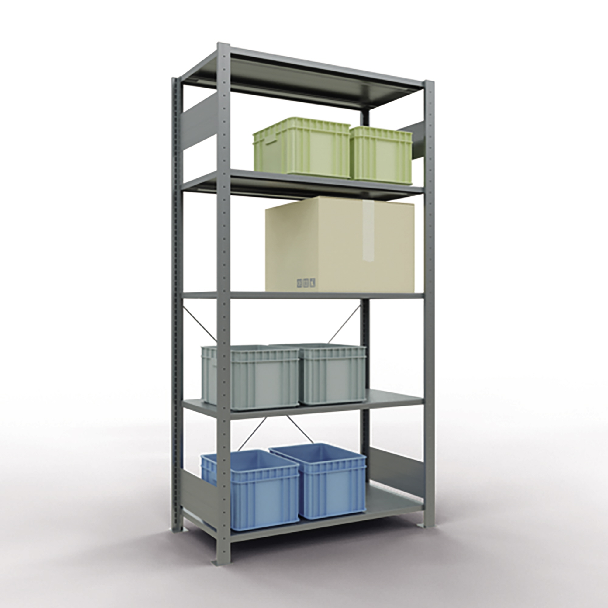 SCHULTE Grundregal MULTIplus150 1.000 x 2.000 x 500 mm (B x H x T) 5 Fachböden 150kg inkl. Abdeckkappen, Klemmfüße Stahl