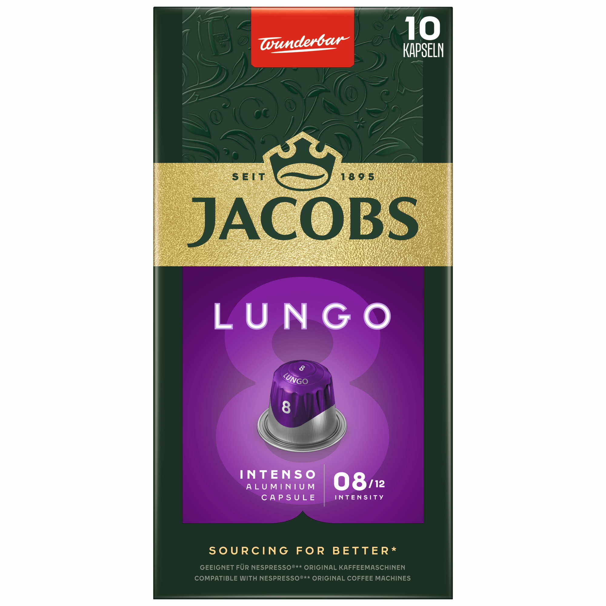 JACOBS Kaffeekapsel Lungo 8 Nespresso® Maschine Intenso Intensität: 8 10 x 5,2 g/Pack.