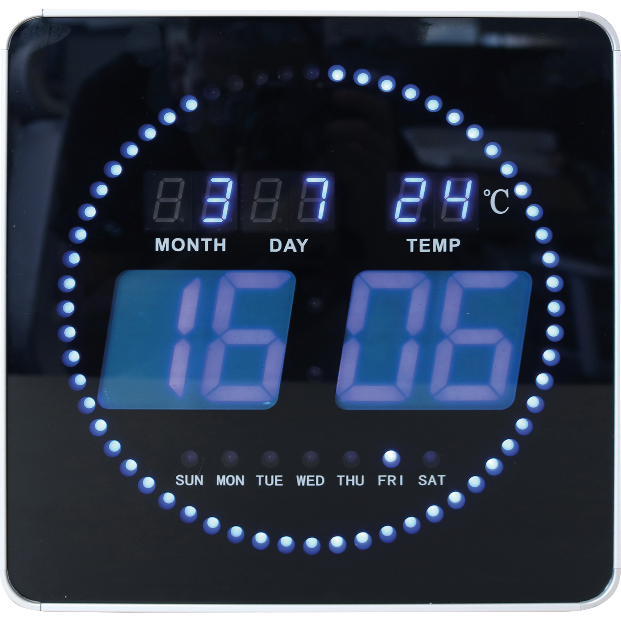 UNILUX Wanduhr FLO LED 28 x 28 cm (B x H) Aluminium schwarz