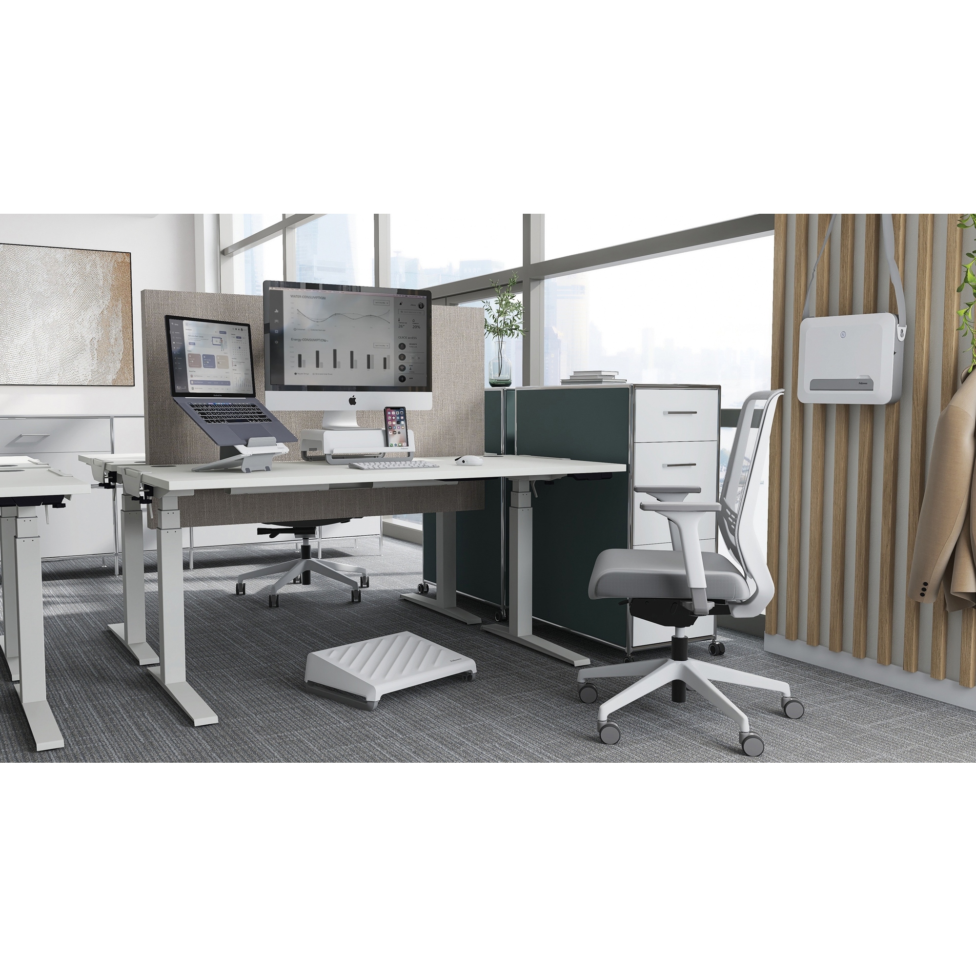 Fellowes® Notebookständer Breyta™ höhenverstellbar Kunststoff, 100 % recycelbar weiß