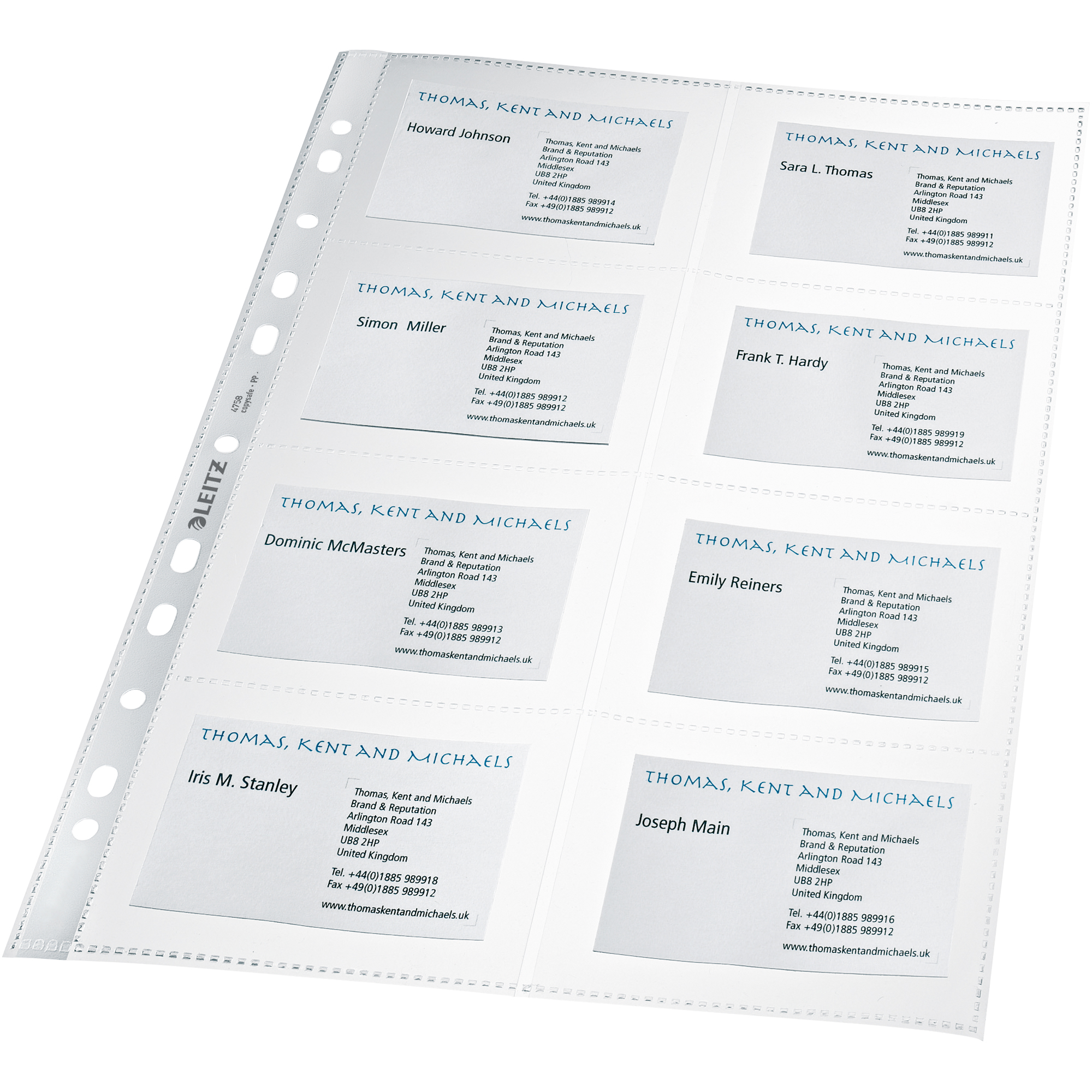 Leitz Visitenkartenhülle 90 x 57 mm (B x H) links offen Polypropylen transparent 16 Karten 10 St./Pack.