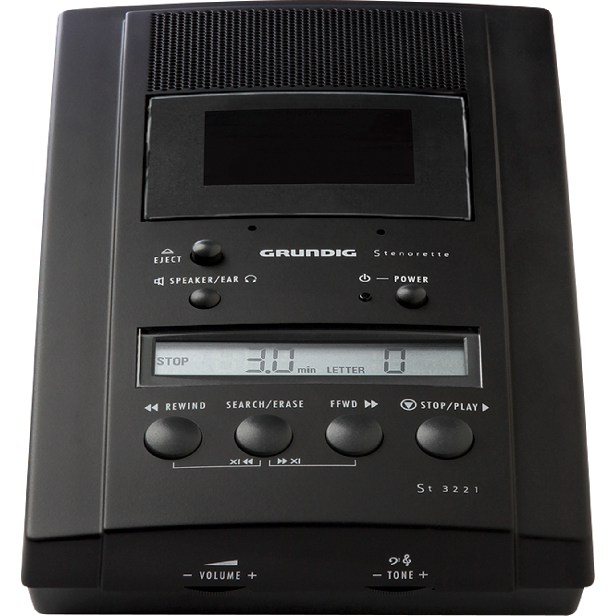 Grundig Analoges Wiedergabegerät Stenorette St 3221 12 x 5,4 x 21 cm (B x H x T) inkl. Netzteil 683 schwarz