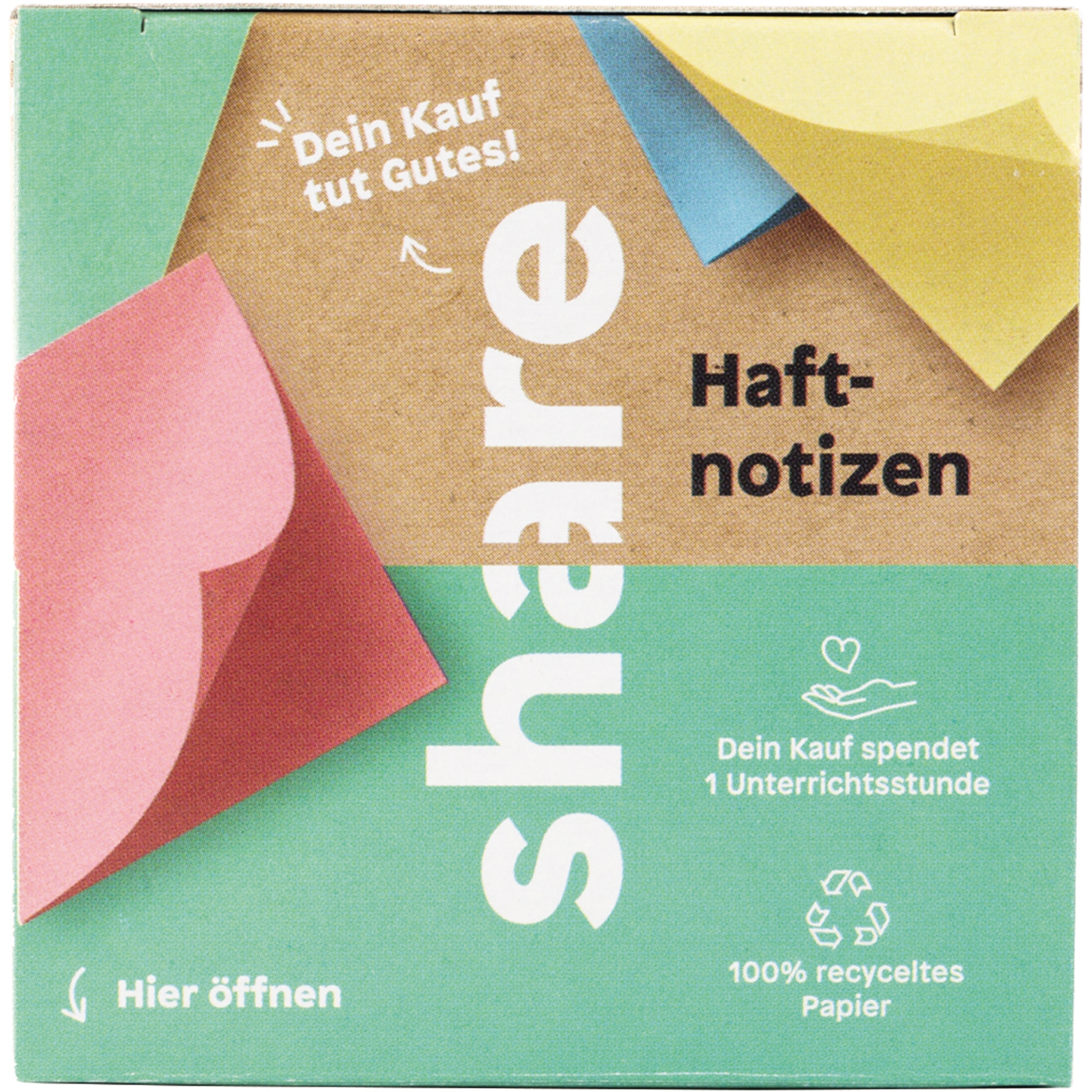 share Haftnotiz 75 x 75 mm (B x H) grün, gelb, rot, blau 400 Bl.