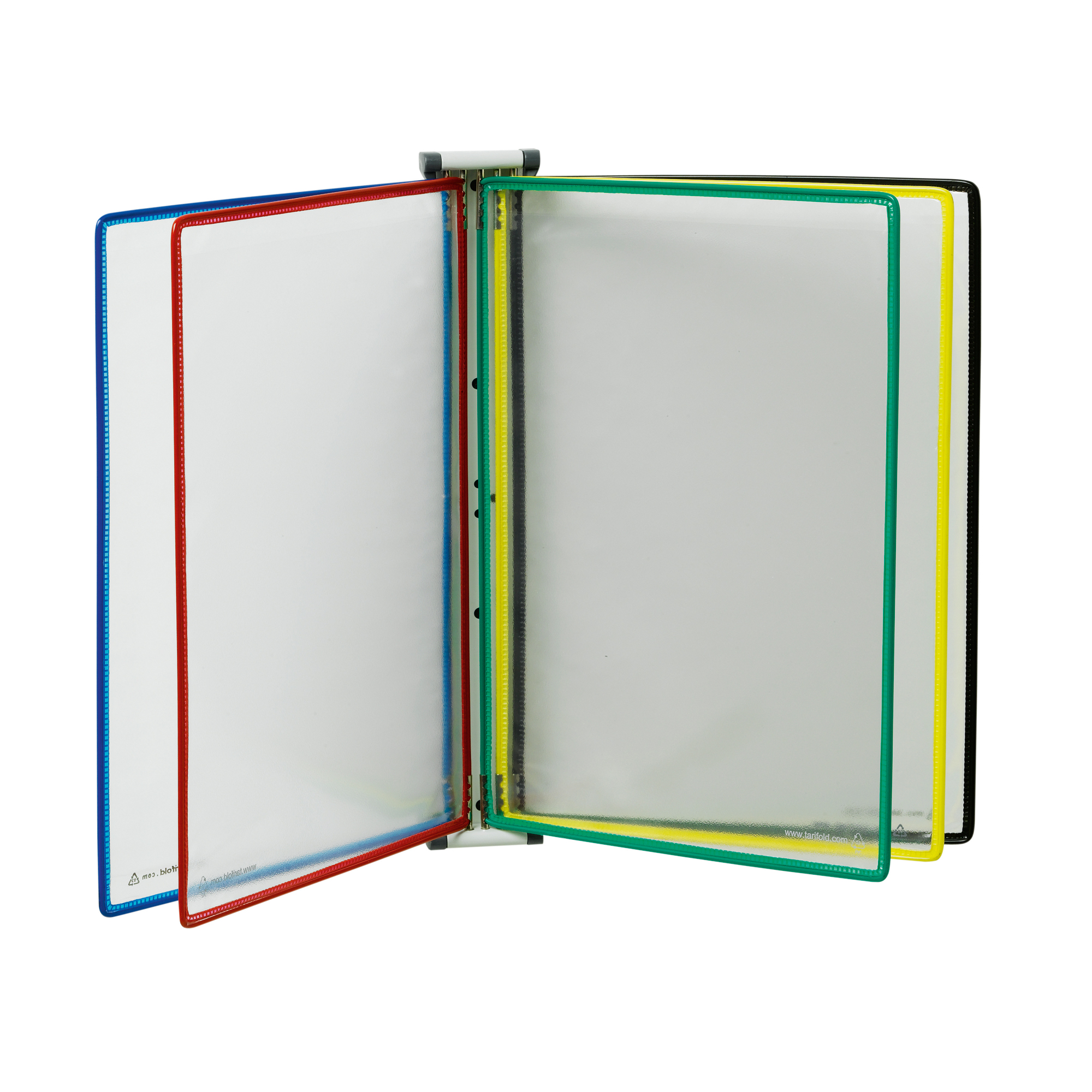 DJOIS Sichttafelwandhalter Tarifold DIN A4 Stahlblech je 1 x blau, rot, gelb, grün, schwarz 5 Sichttafeln