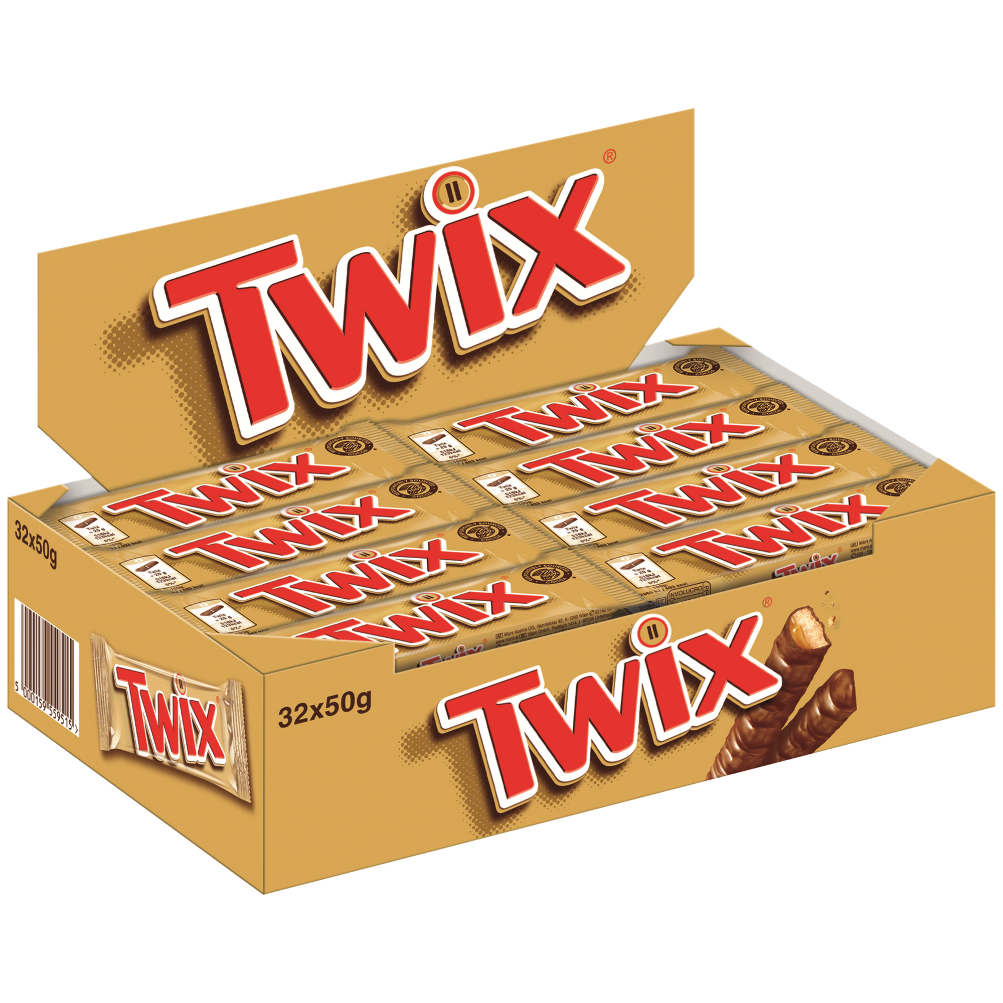 TWIX® Schokoriegel Single 32 x 50 g/Pack.