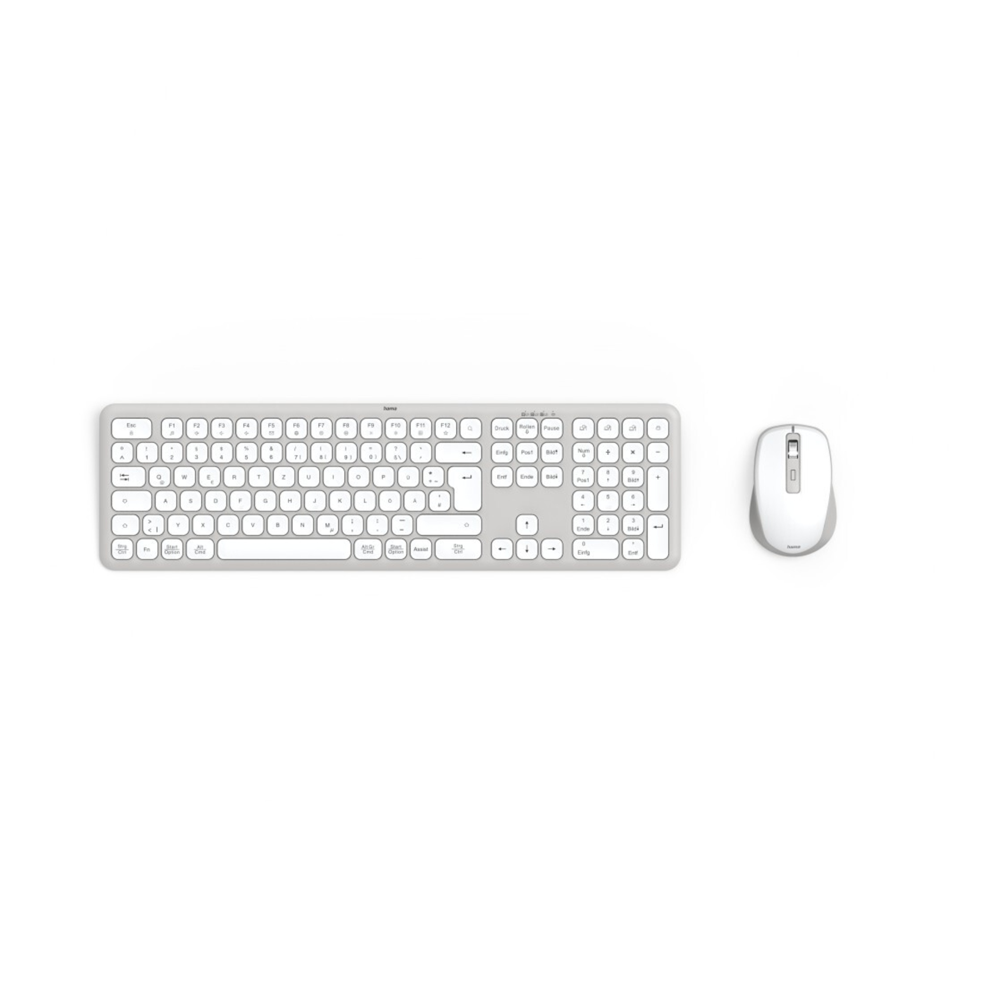 Hama Tastatur-Maus-Set WKM-550 QWERTZ Windows® 10, Mac universell USB-A 10m inkl. USB-A-Empfänger grau/weiß