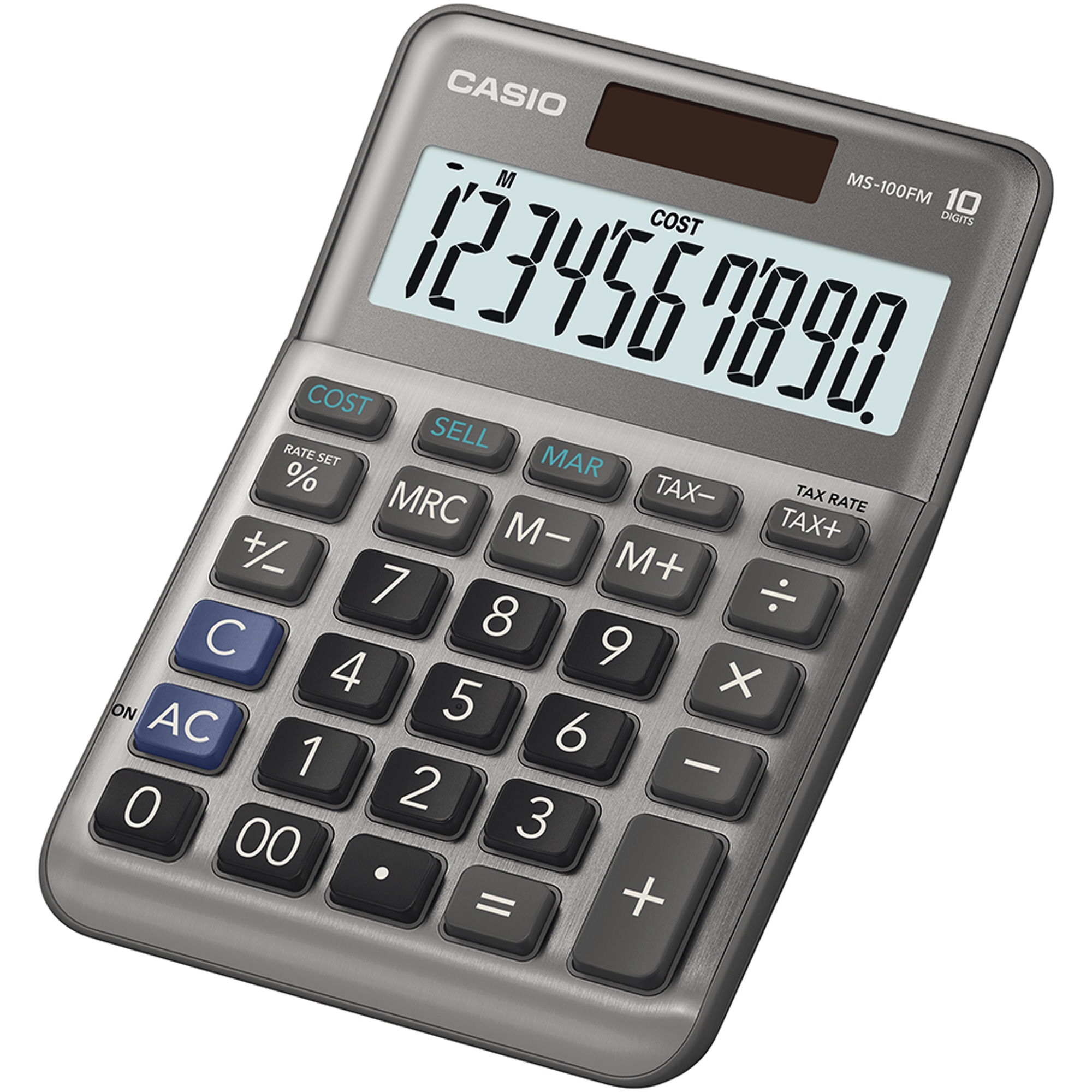 CASIO® Tischrechner MS-100FM 101 x 27,6 x 148,5 mm (B x H x T) Batterie, Solar-Energie silber