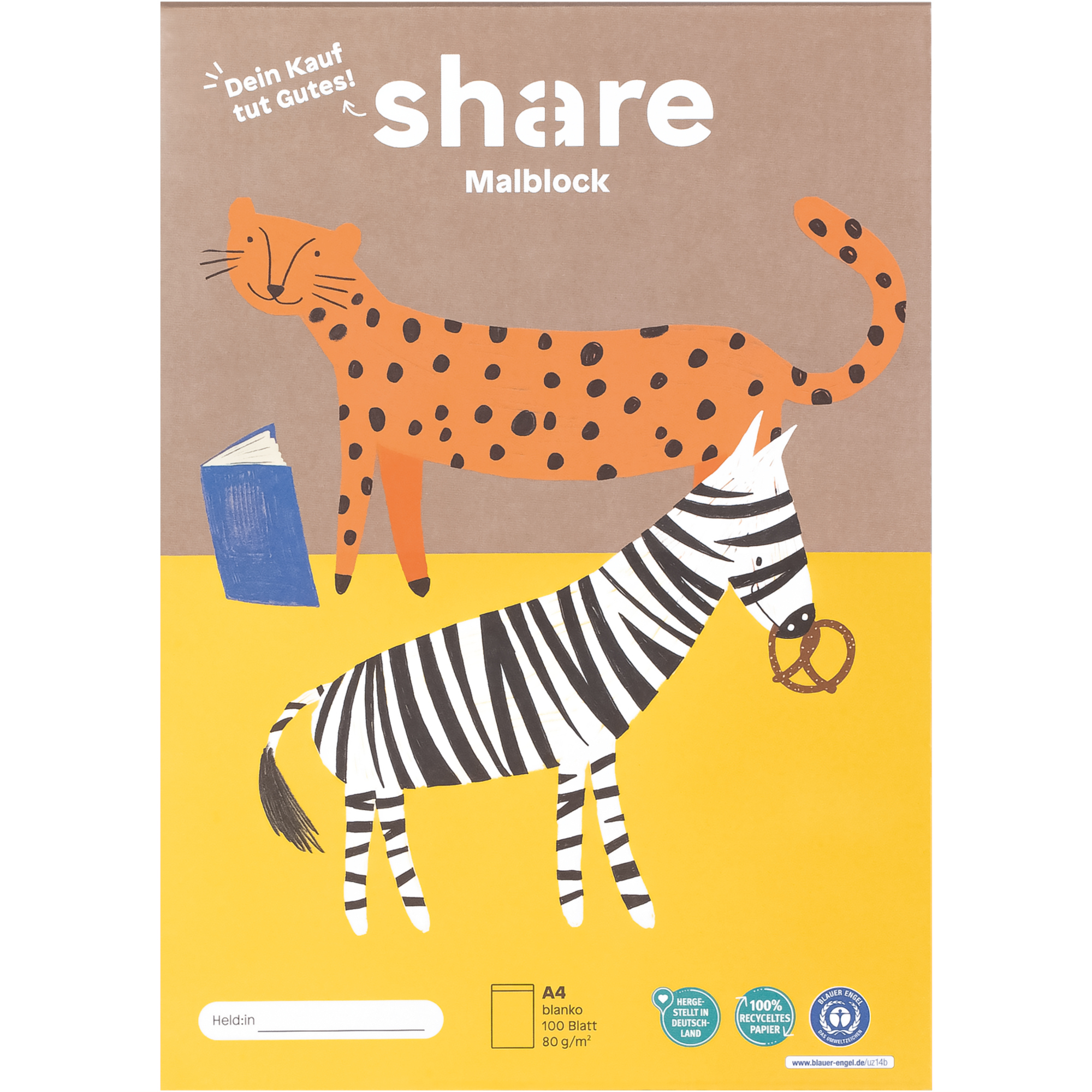 share Malblock DIN A4 80g/m² Leopard, Zebra 100 Bl.