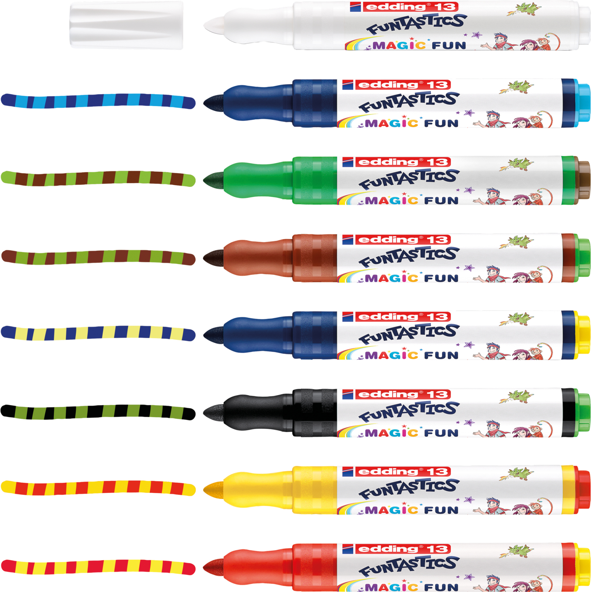 edding Fasermaler 13 FUNTASTICS MAGIC FUN 3mm farbig sortiert nicht auswaschbar 8 St./Pack.