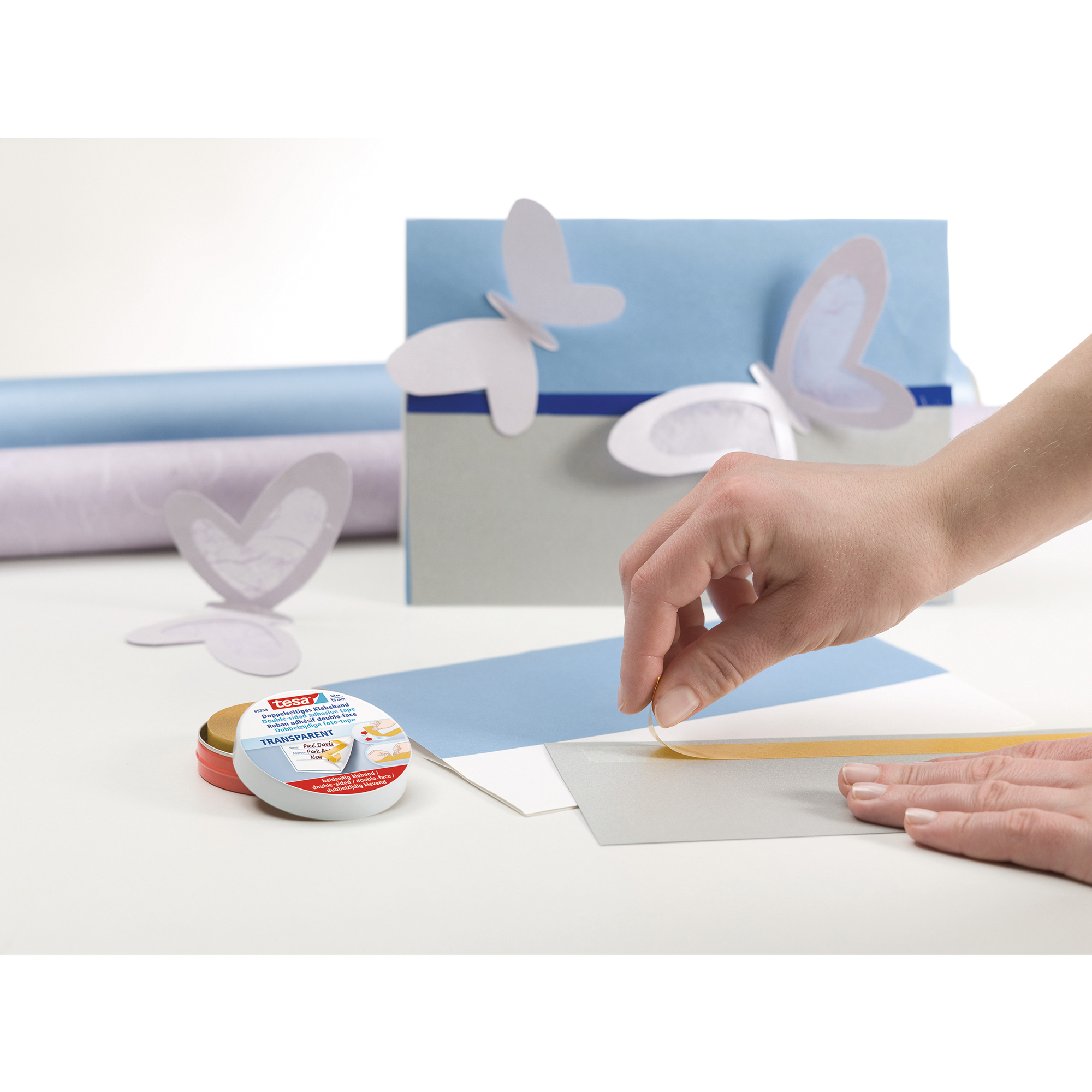 tesa® Klebeband Doppelband 15 mm x 10 m (B x L) beidseitig klebend Acrylat transparent