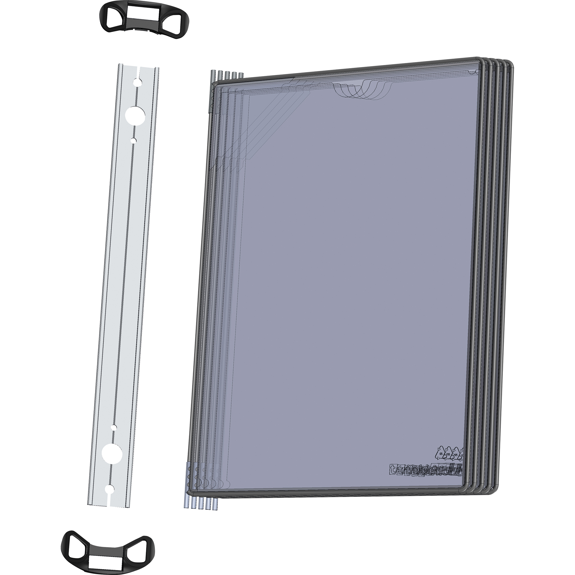 DJOIS Sichttafelwandhalter PRO DIN A4 Aluminium/PVC schwarz 5 Sichttafeln