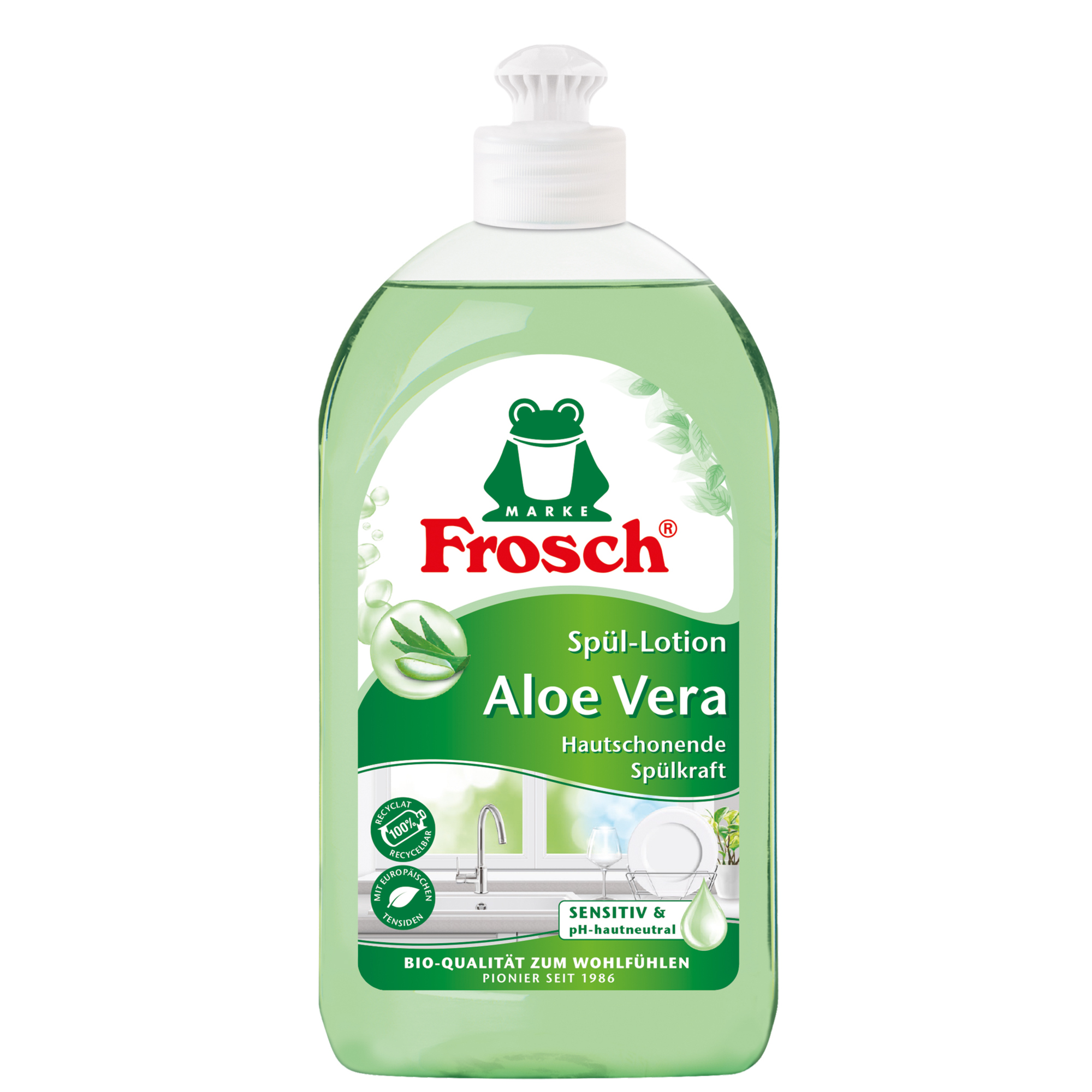 Frosch Geschirrspülmittel Aloe Vera biologisch abbaubar frei von Mikroplastik pH-Wert: 5,2 Kunststoff 0,5l