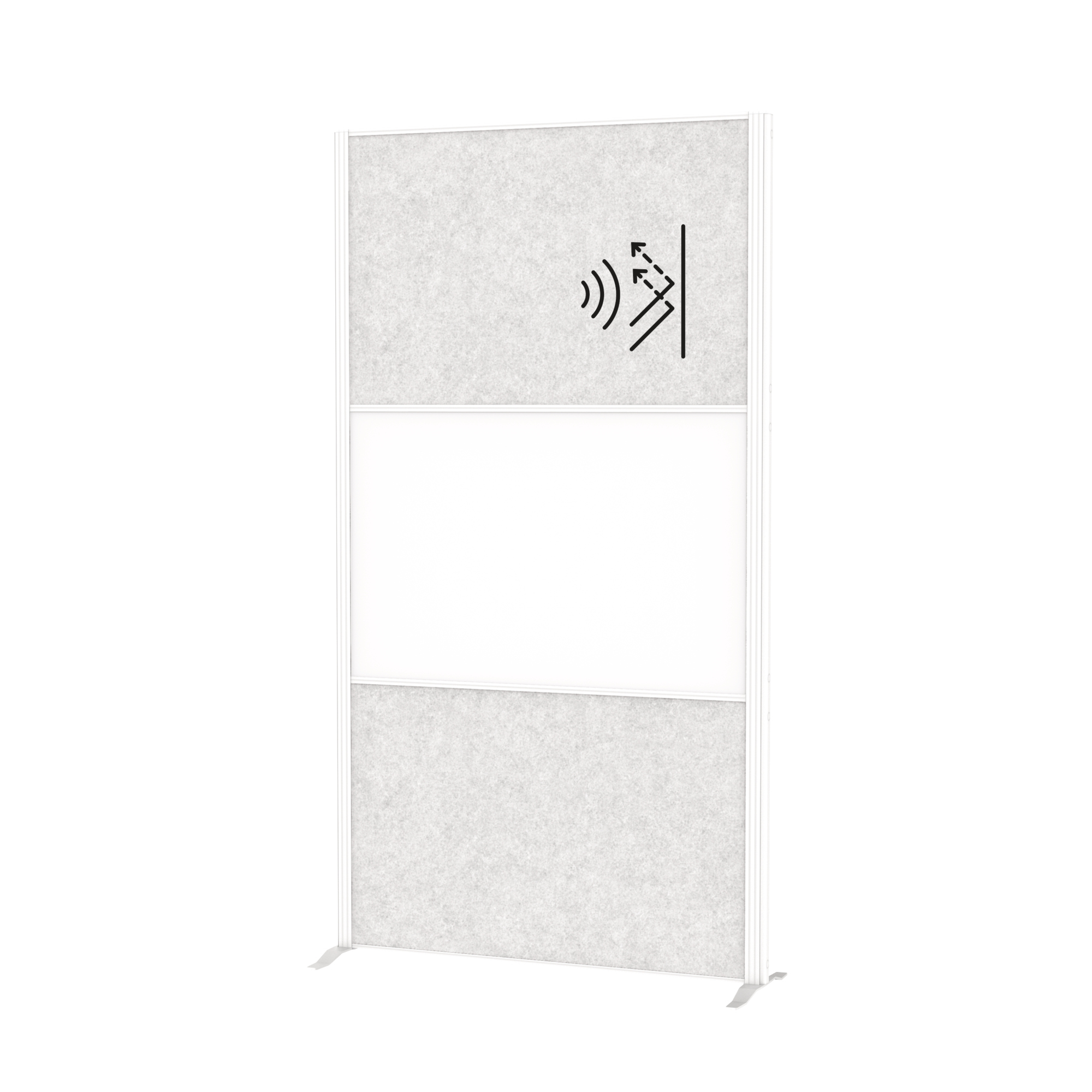 MAUL Stellwand MAULconnecto 100 x 182 cm (B x H) Zweibeinstativ Stahl, 100 % PES-Fasern, 20 % recycelt weiß, hellgrau