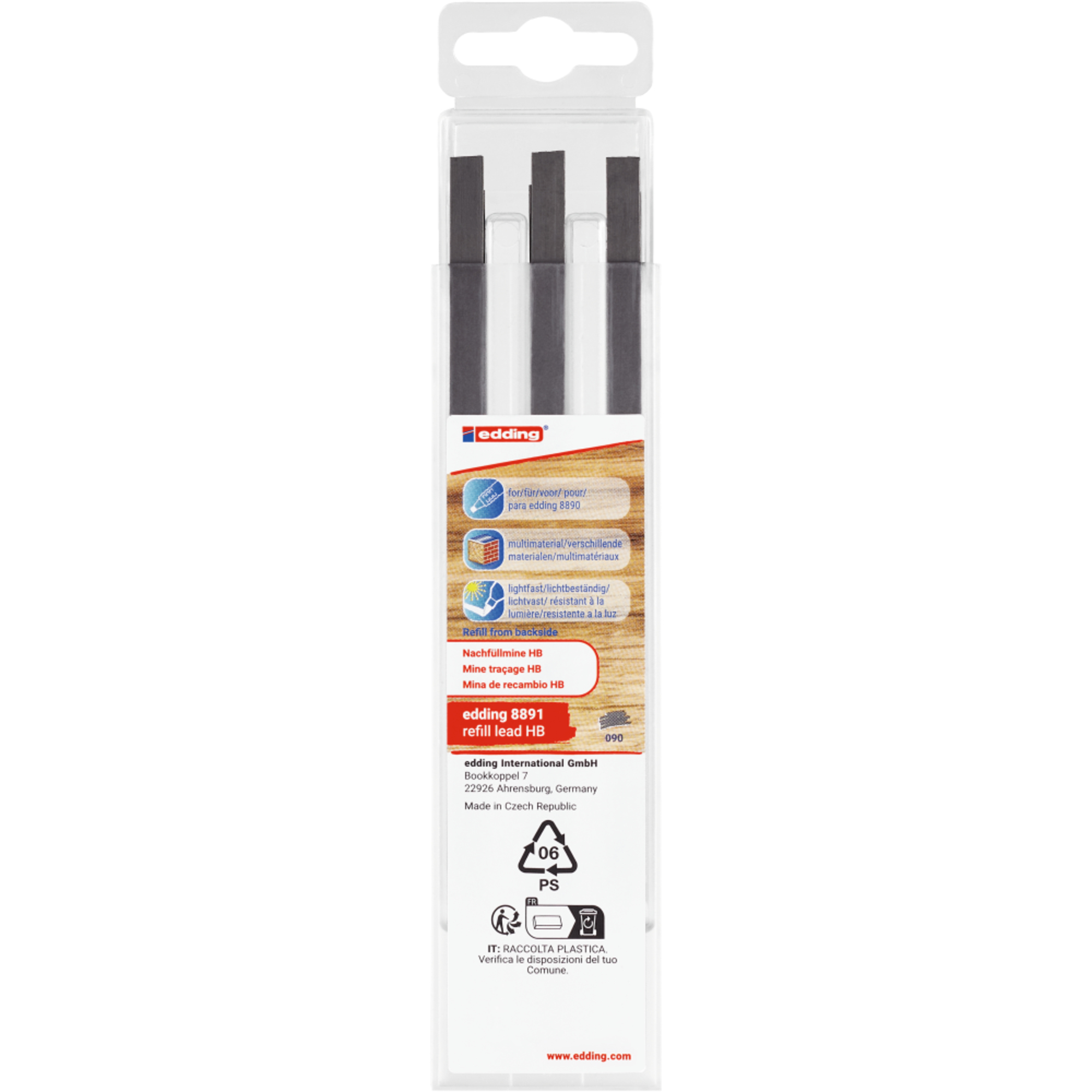 edding Nachfüllmine Zimmermannbleistift 8891 edding Zimmermannbleistift e-8890 2-5mm HB 6 St./Pack.