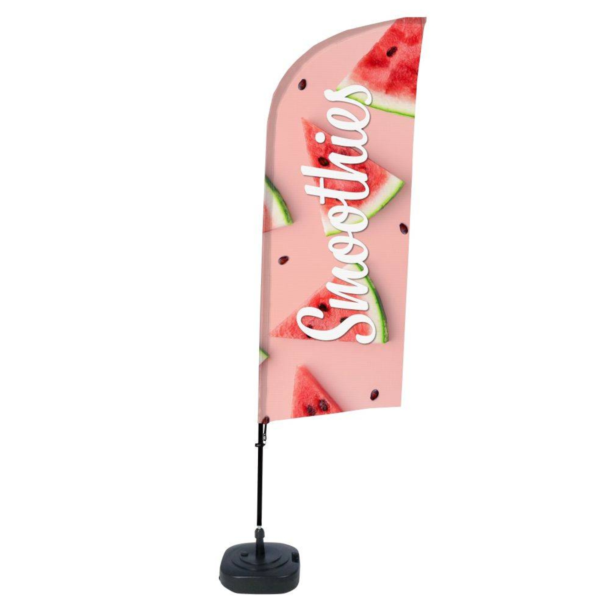 Showdown® Displays Werbesegel 110,5 x 330 x 48 cm (B x H x T) mit Aufdruck 100 % Polyester rosa Wassermelone