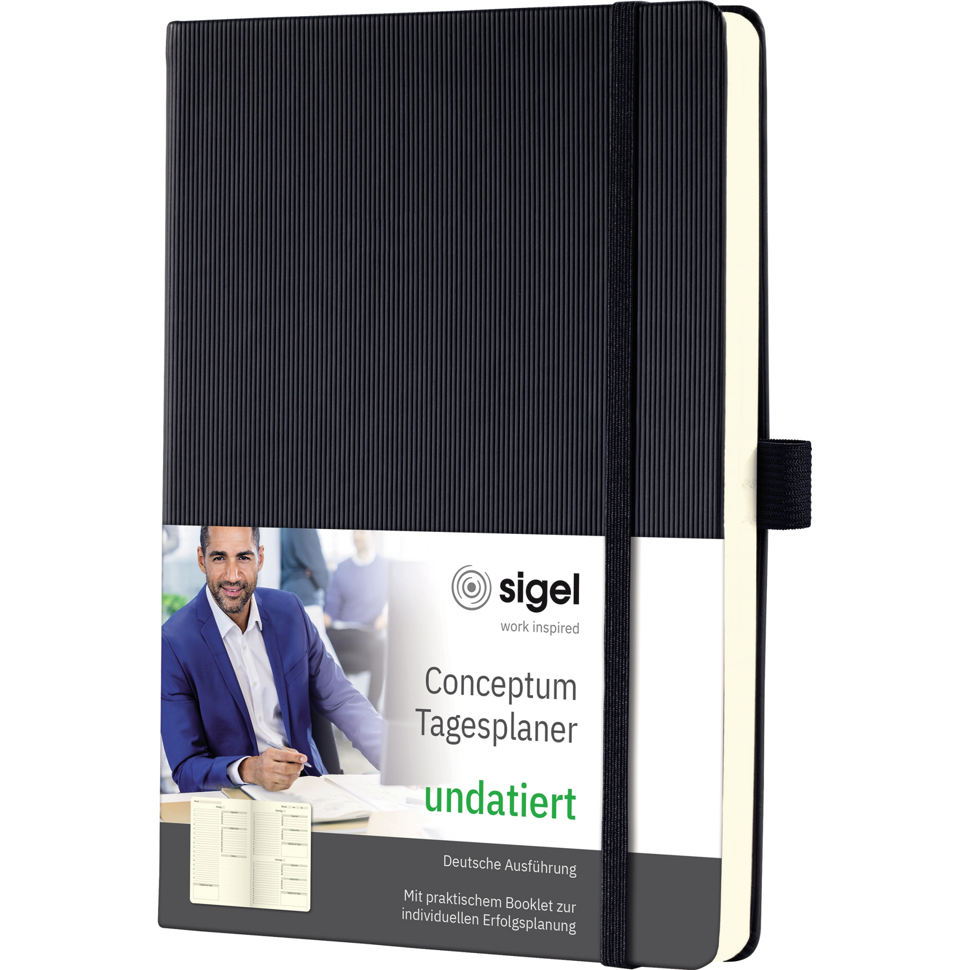 SIGEL Buchkalender Conceptum undatiert ca. DIN A5 1 Tag/1 Seite, Sa/So 1 Seite Kunststoff schwarz