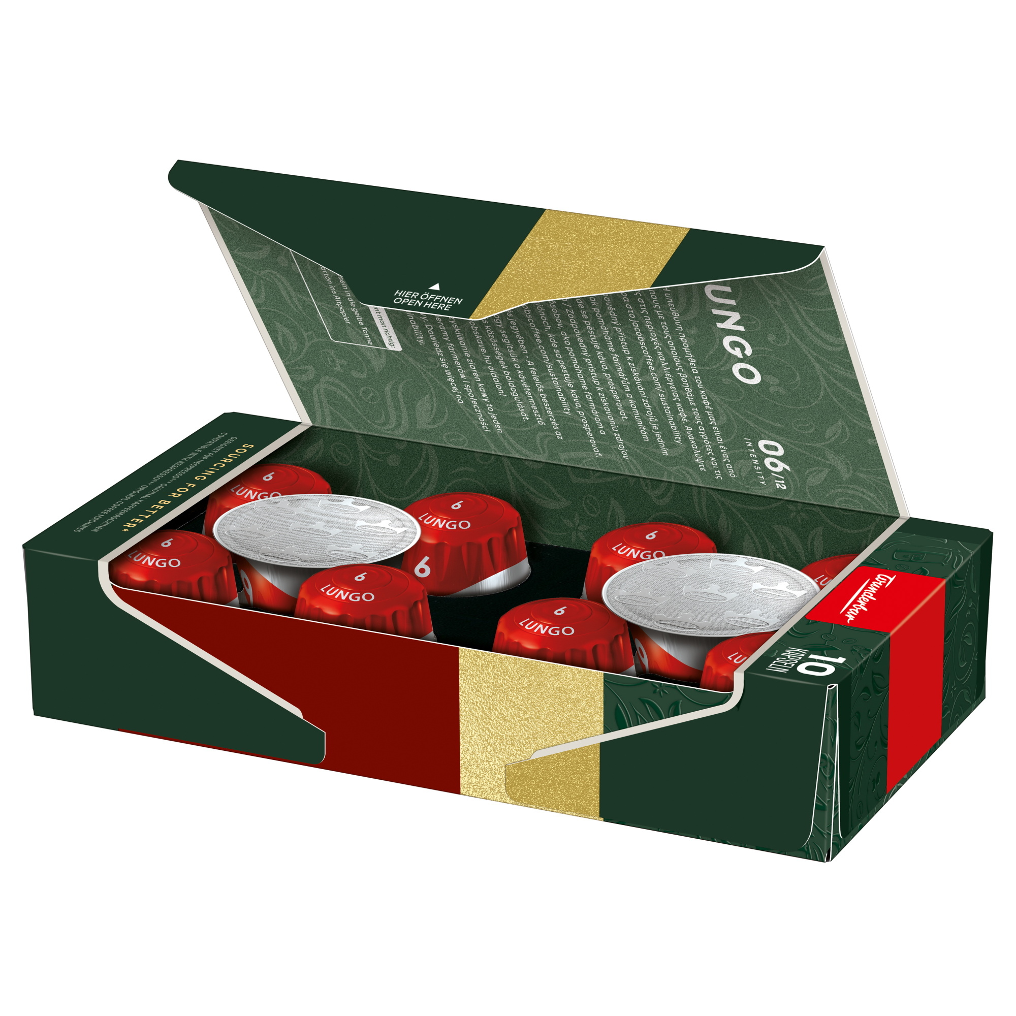 JACOBS Kaffeekapsel Lungo 6 Nespresso® Maschine Classico Intensität: 6 10 x 5,2 g/Pack.