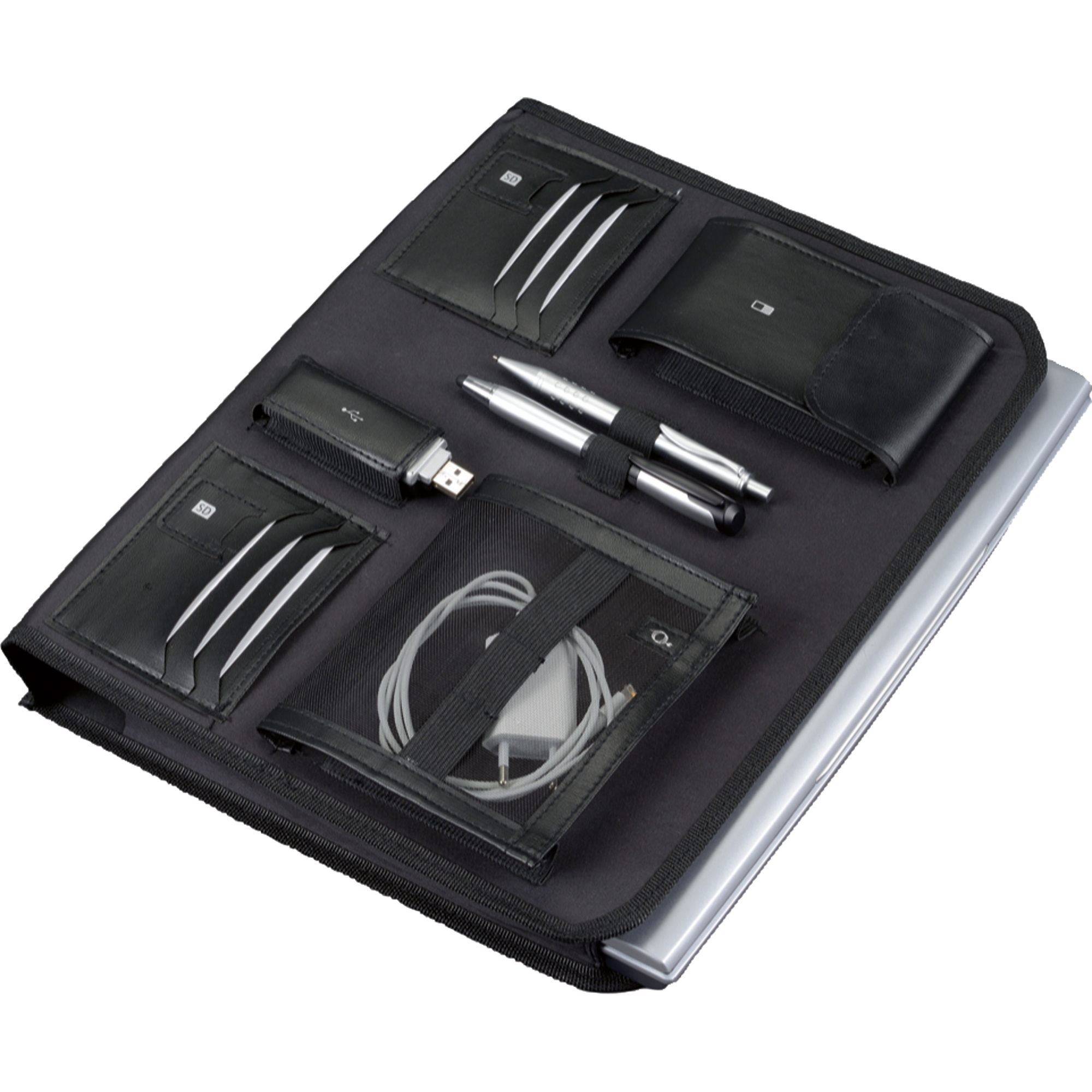 ALUMAXX® Aktenkoffer VENTURE 44,5 x 31,5 x 12 cm (B x H x T) 45,5 x 33,5 x 13,5 cm (B x H x T) herausnehmbarem Inlay mit Tabletfach, Smartphone-Hülle, acht Visitenkarten-/Kreditkartenfächer, zwei Fächer für SD-Karten, Netzfach, Einsteckfach Aluminium swm