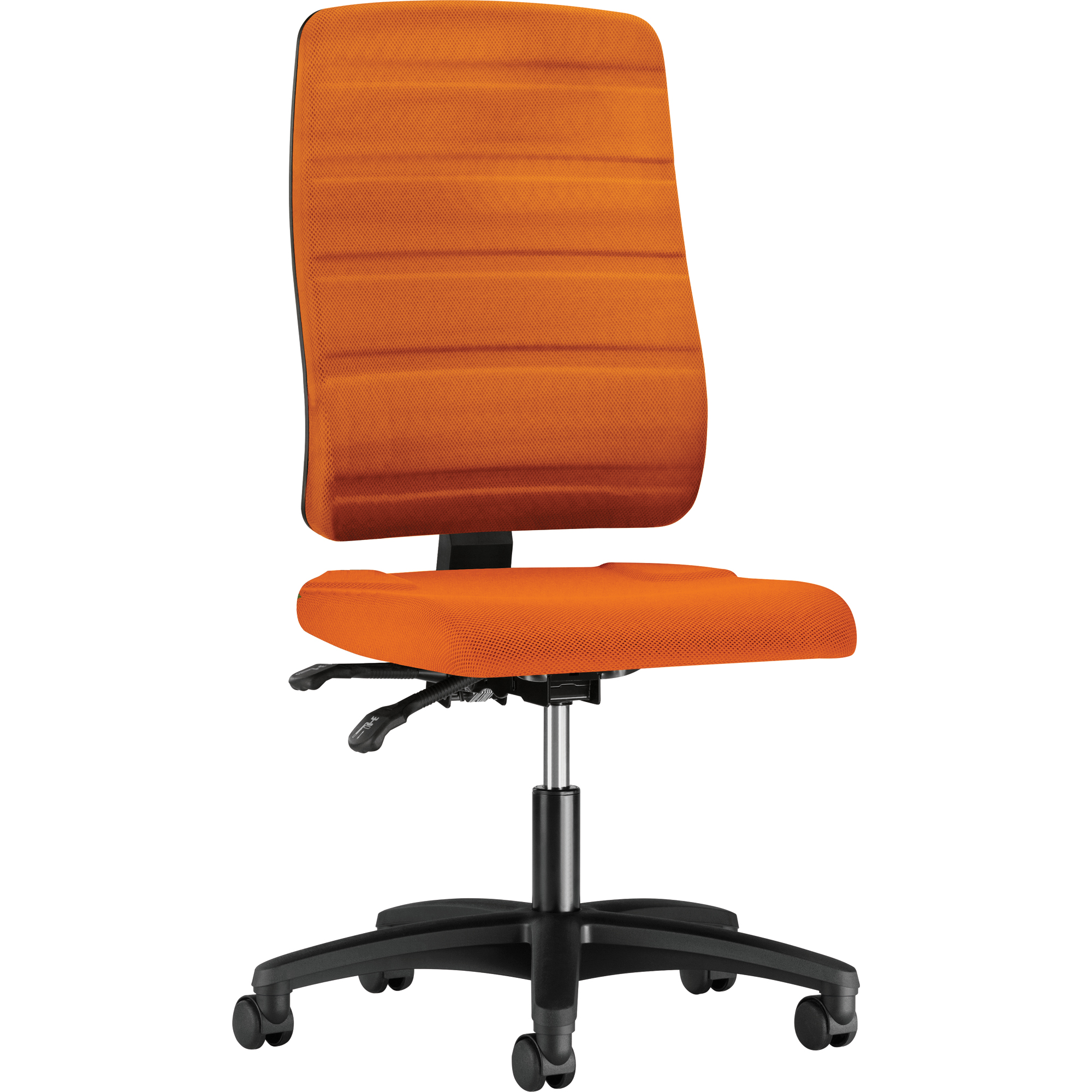 prosedia Bürodrehstuhl Yourope 3 41-52cm Permanentkontaktmechanik Rolle hart gebremst (für Teppichboden) optionales Zubehör: Armlehnen O991: FIX, O994: 4D Kunststoff orange