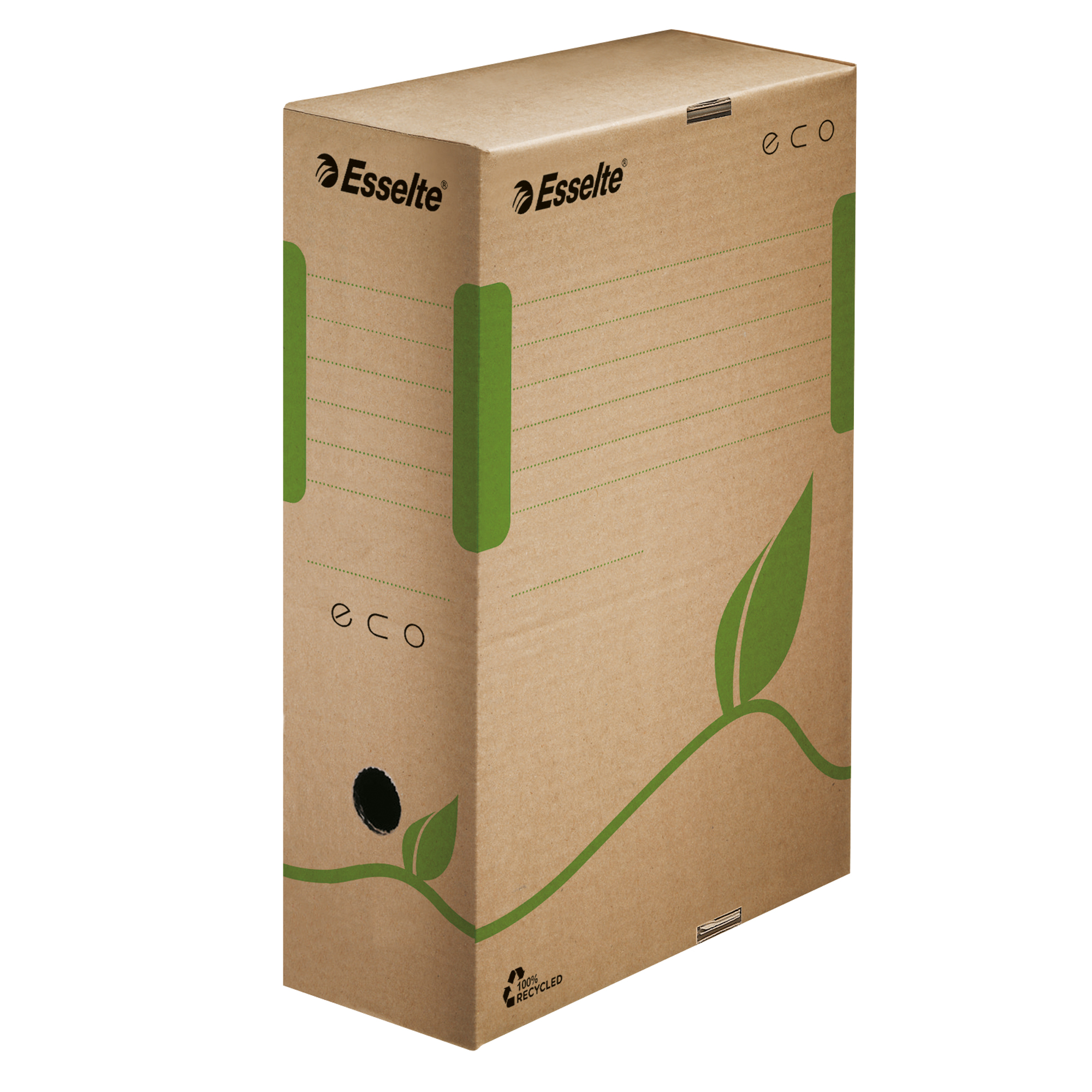 Esselte Archivbox ECO 10 x 32,7 x 23,3 cm (B x H x T) DIN A4 mit Archivdruck Wellpappe, 100 % recycelt naturbraun