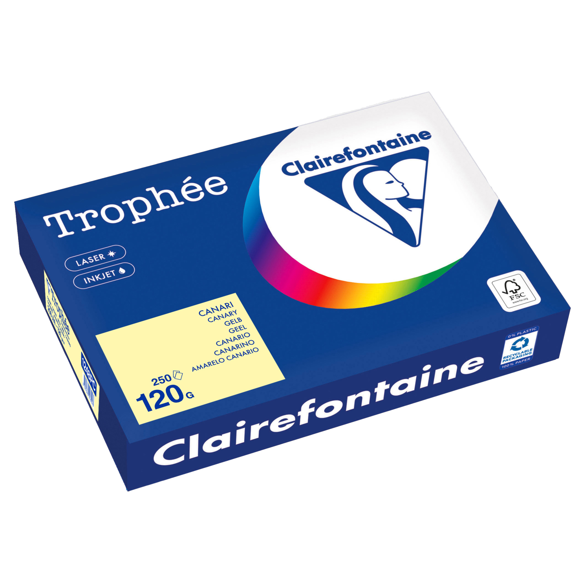 Clairefontaine Kopierpapier Trophée Color DIN A4 120g/m² elementar chlorfrei gebleicht, holzfrei gelb 250 Bl./Pack.