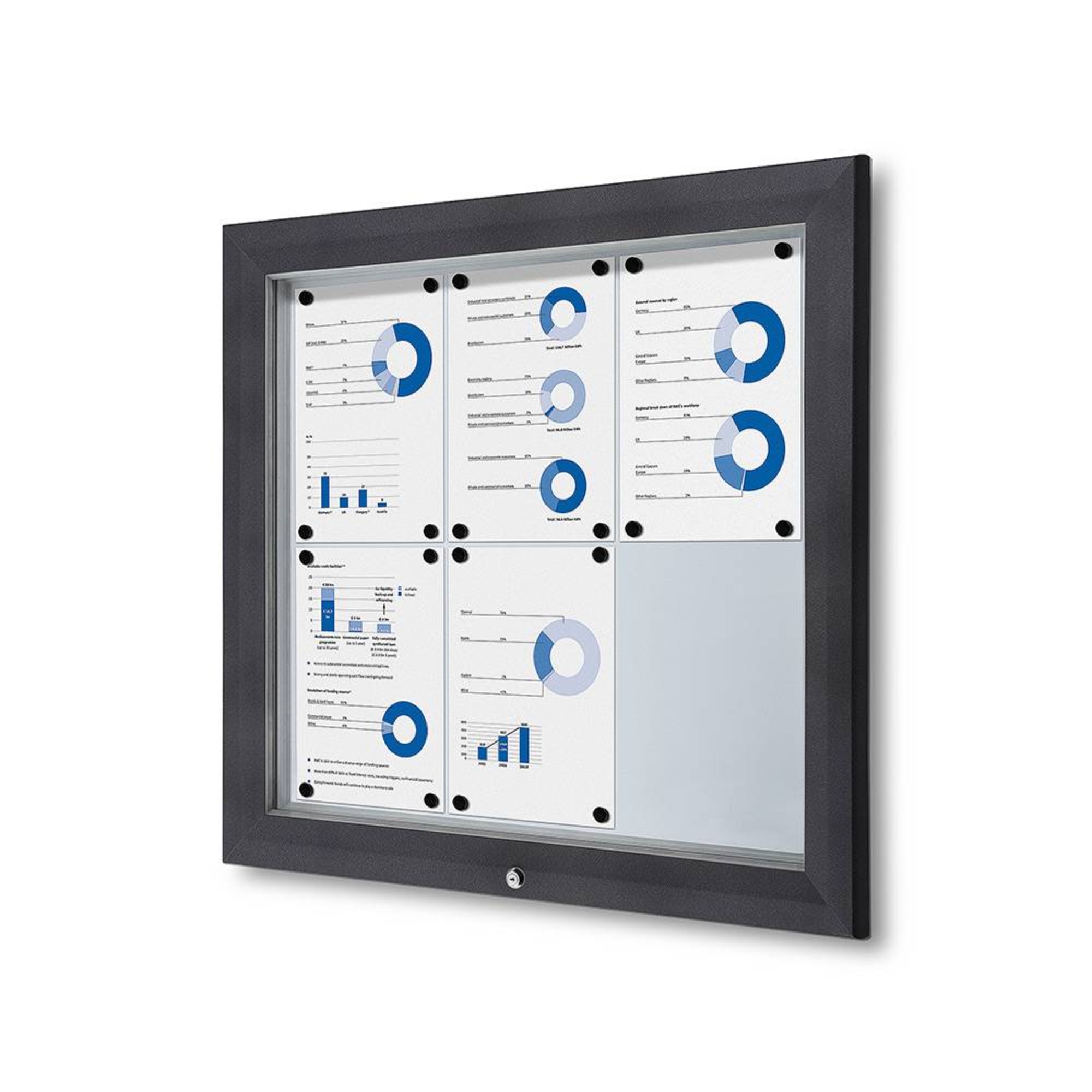 Showdown® Displays Schaukasten Outdoor Außenbereich 80,5 x 76 x 4,7 cm (B x H x T) 6 x DIN A4 mit Schloss Aluminium anthrazit