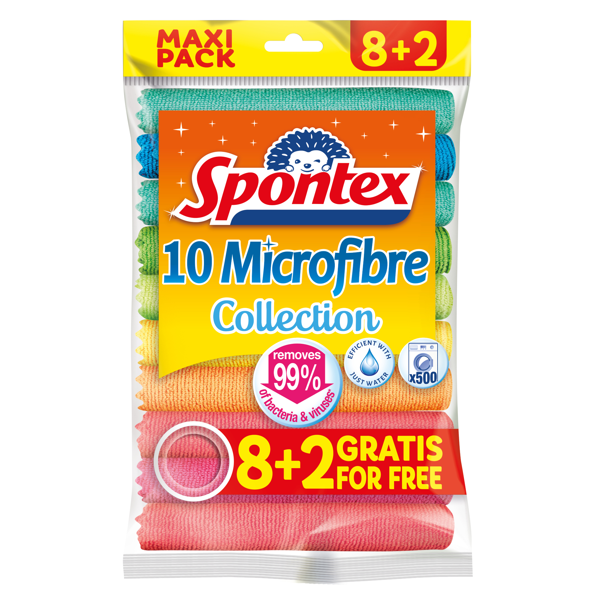 Spontex Microfasertücher Microfibre Collection 30 x 30 cm (B x L) 85 % Polyester, 15 % Polyamide farbig sortiert (freie Farbauswahl nicht möglich) 10 St./Pack.