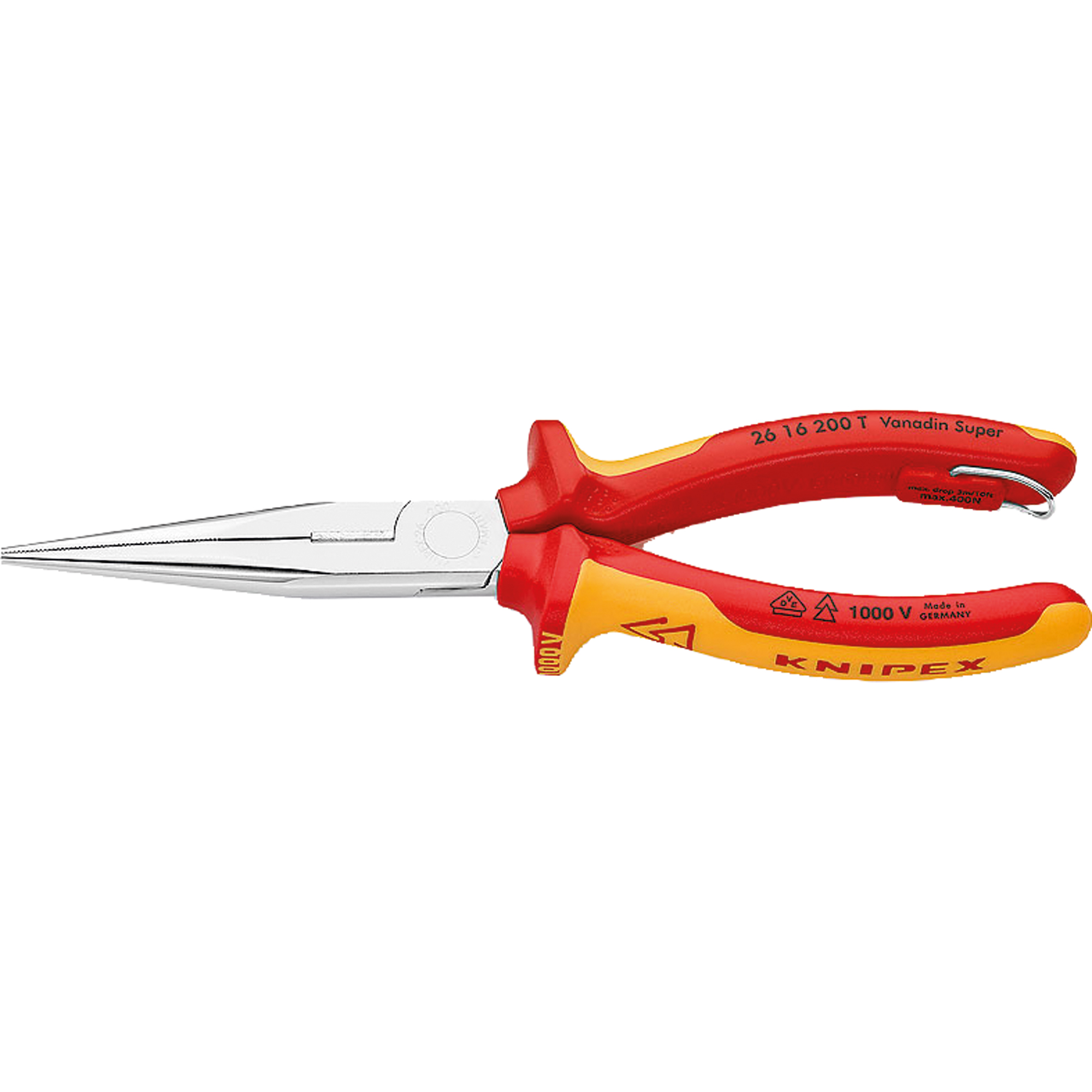 KNIPEX Zange Flachrundzange 200mm ohne Facette Chrom-Vanadium Elektrostahl verchromt