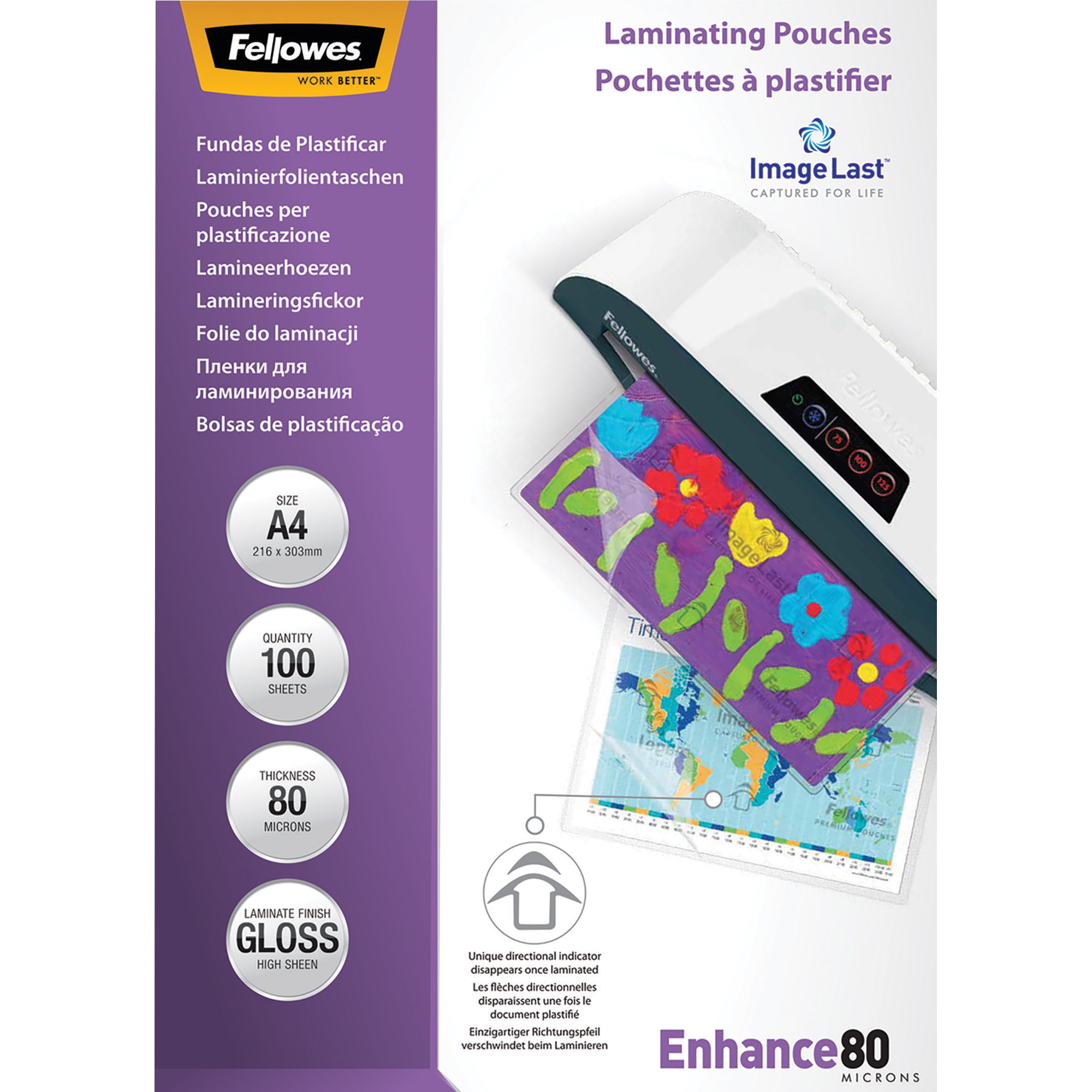 Fellowes® Laminierfolie ImageLast™ Enhance 80 216 x 303 mm (B x H) DIN A4 80µm glänzend 100 St./Pack.