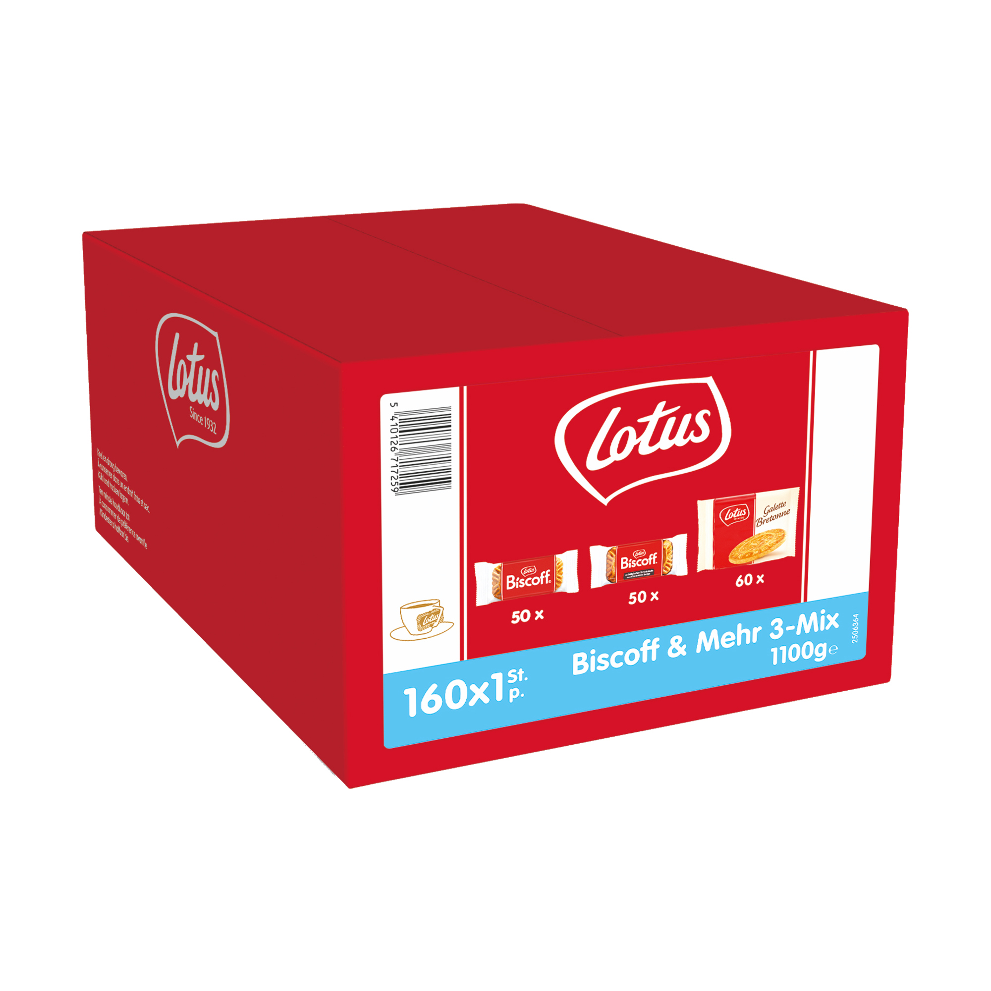 Lotus Gebäckmischung Biscoff & Mehr 3-Mix Karamellgebäck, Karamellgebäck mit Schokolade, Buttergebäck Karton 1.100 g/Pack.