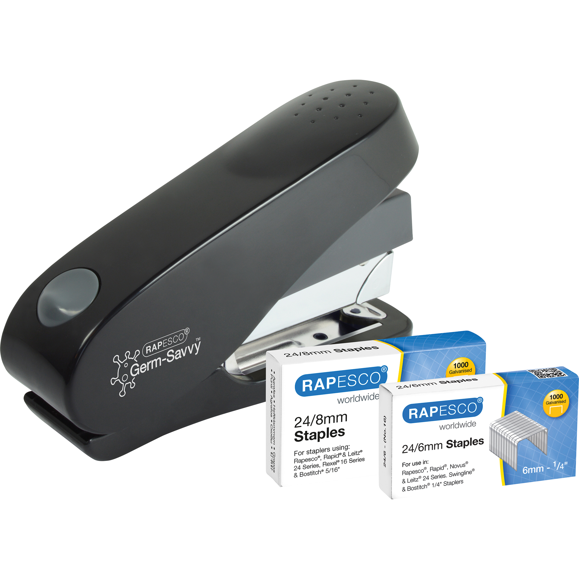 RAPESCO Heftgerät ECO Luna Less Effort 24/6-8, 26/6-8 fest 50 Bl. (80 g/m²) Metall/Kunststoff schwarz