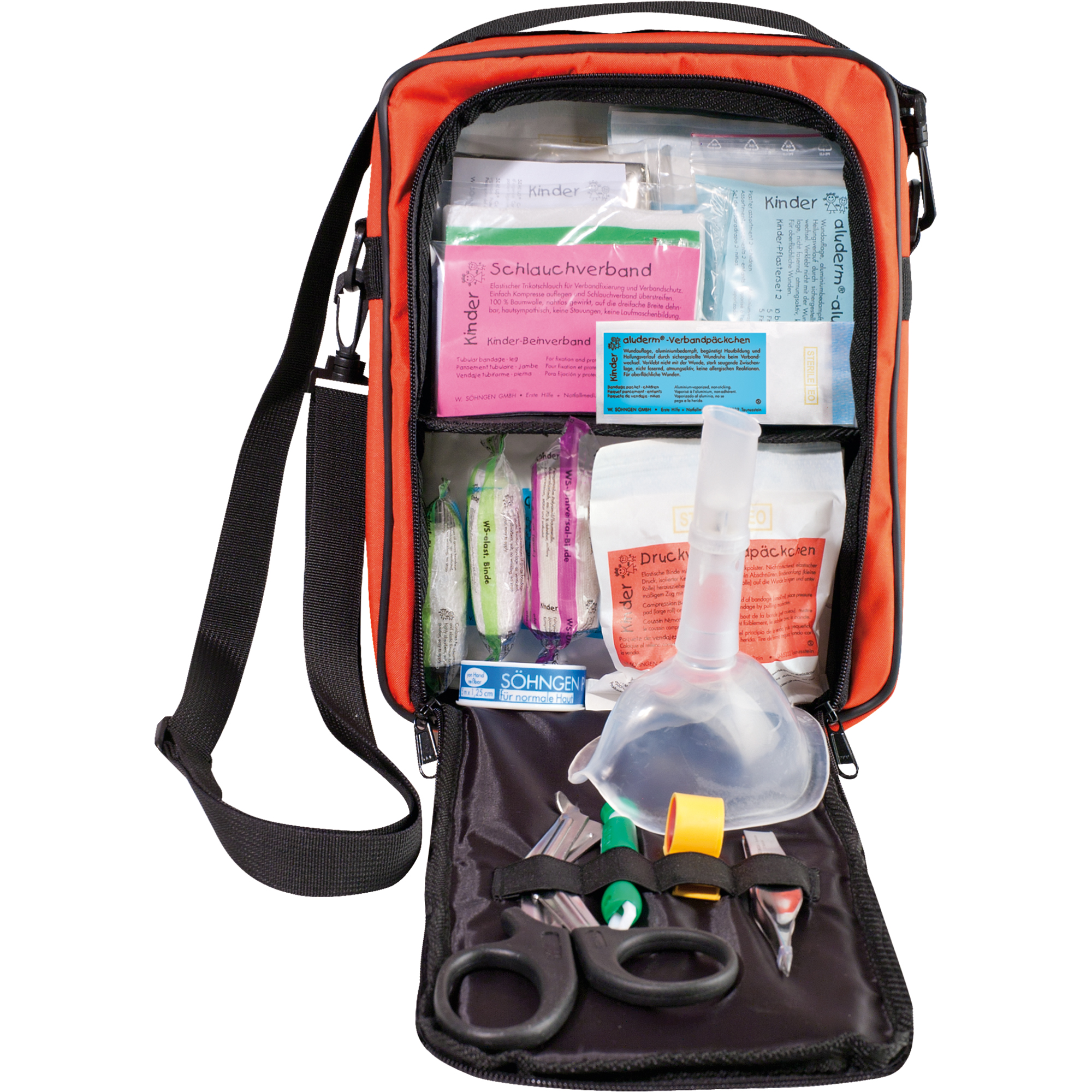 SÖHNGEN® Erste Hilfe Tasche KiTa Großer Wandertag ca. 22,5 x 31 x 7 cm (B x H x T) gefüllt Reißverschluss Nylon orange