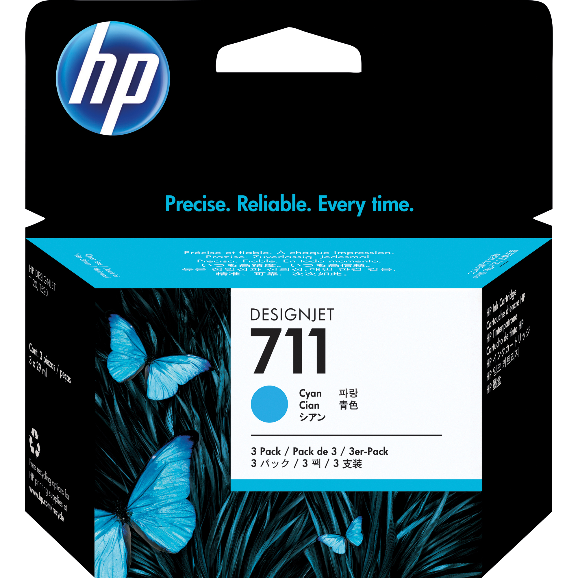 HP Tintenpatrone Originalzubehör 711 cyan 3 x 29ml 3 St./Pack.