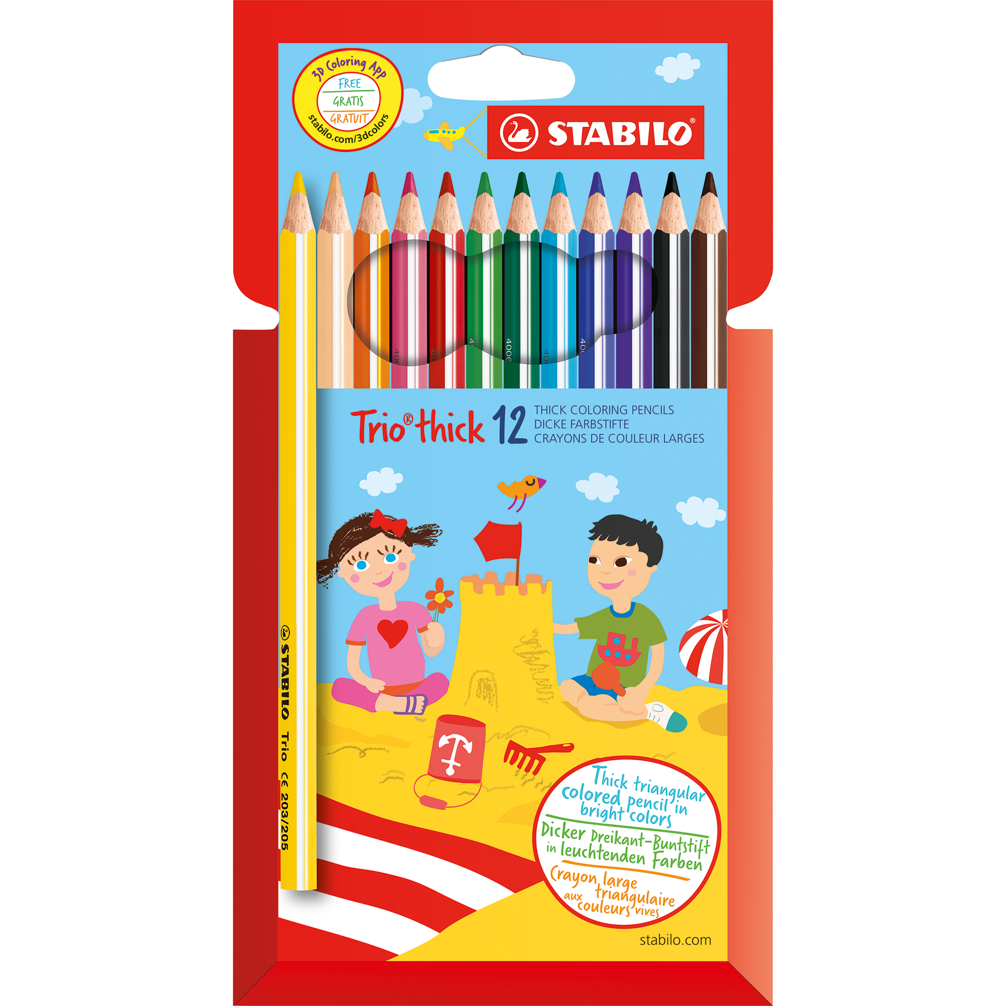 STABILO® Buntstift Trio® dick farbig sortiert 12 St./Pack.