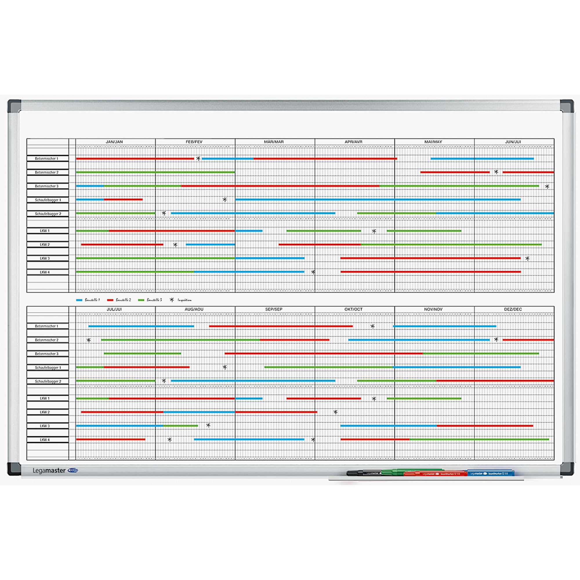 Legamaster Projektplanungstafel PREMIUM 90 x 60 cm (B x H) inkl. Zubehörset: 1x 4er Set Boardmarker TZ 111, 40 magnetische Etikettenträger 10 x 60 mm Aluminium alu