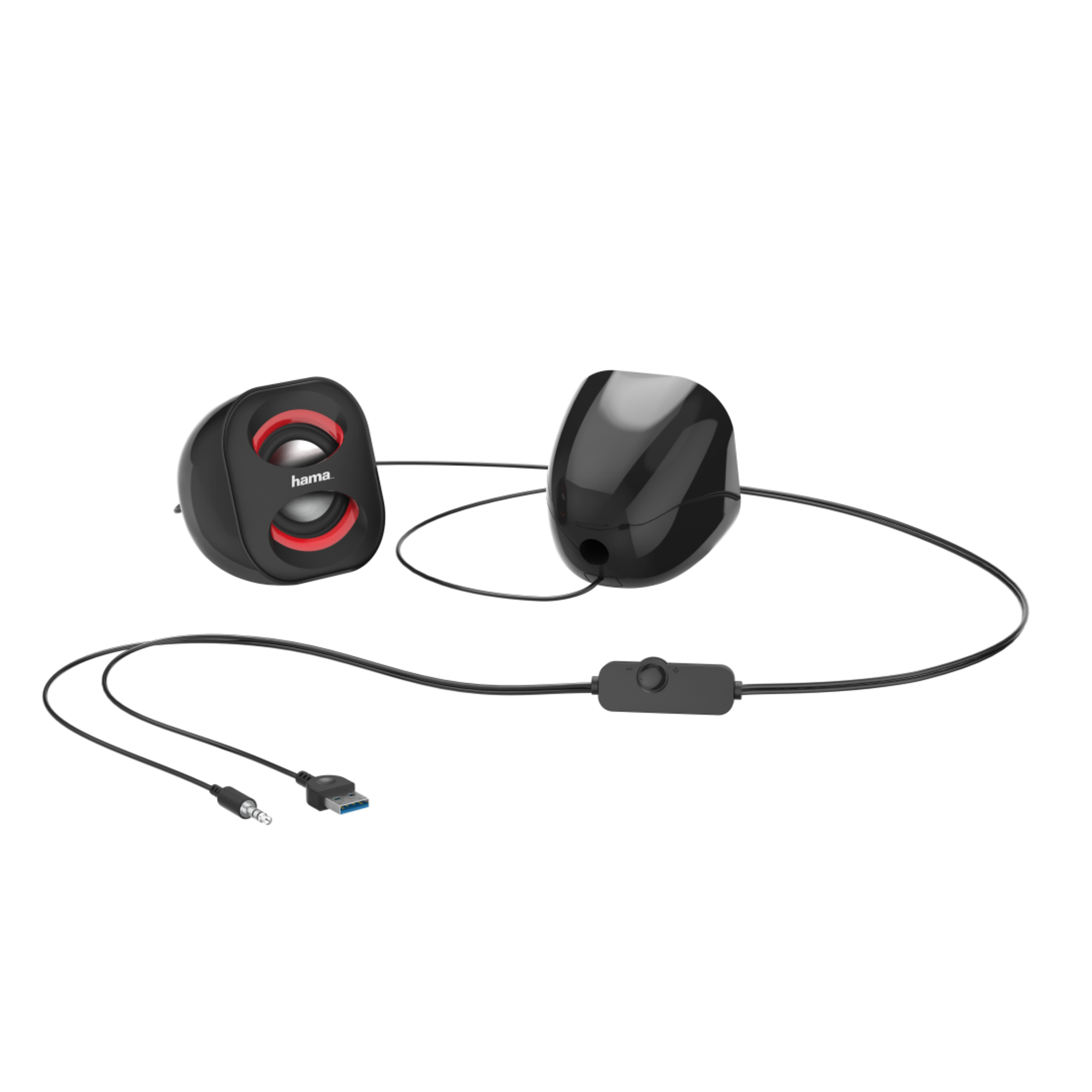 Hama Lautsprecher Sonic Mobil 183 7,2 x 8,2 x 7,5 cm (B x H x T) Stereo USB schwarz/rot 2 St./Pack.