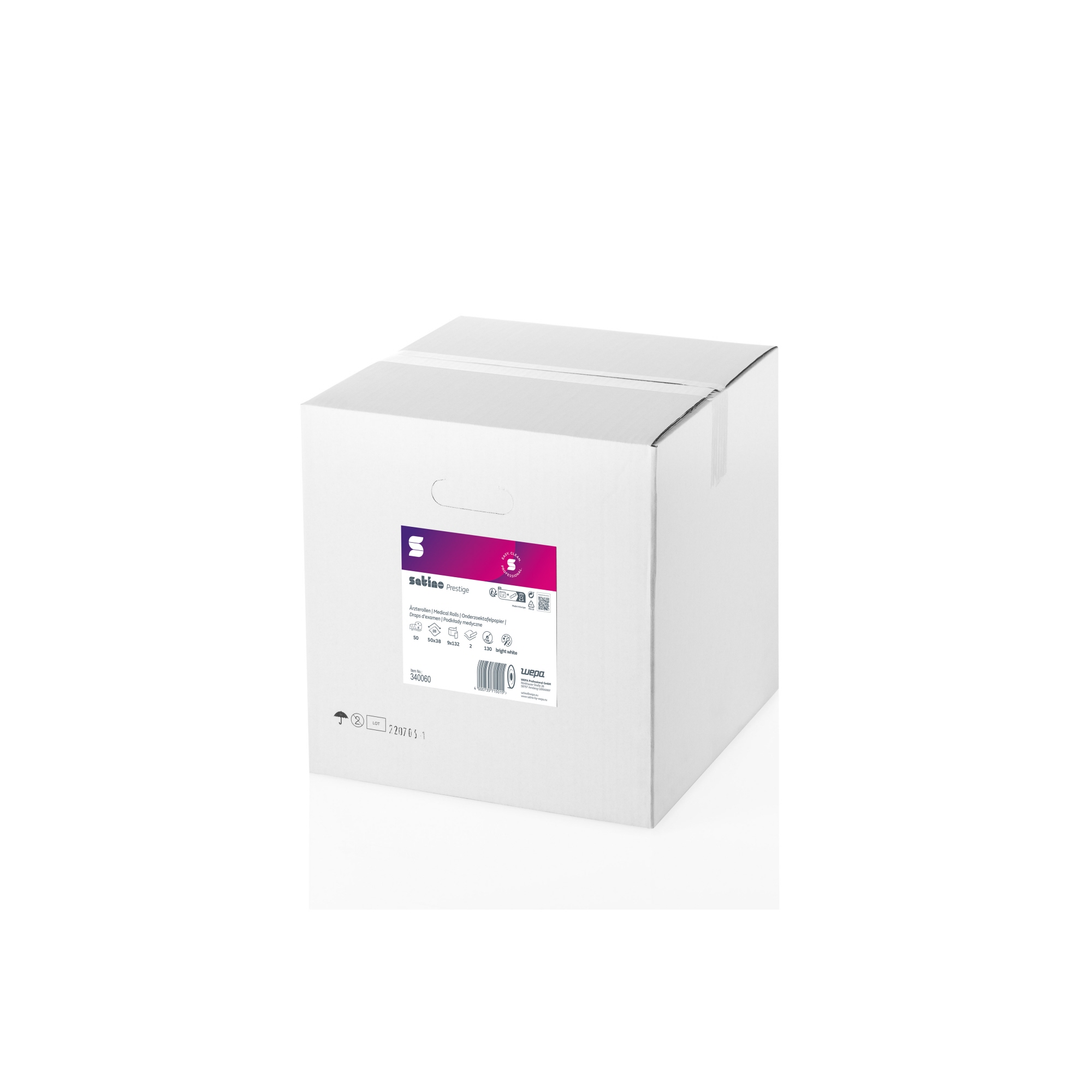 Satino by WEPA Medizinalrolle Prestige 50 cm x 50 m (B x L) Zellstoff hochweiß 132 Bl./Rl. 9 St./Pack.