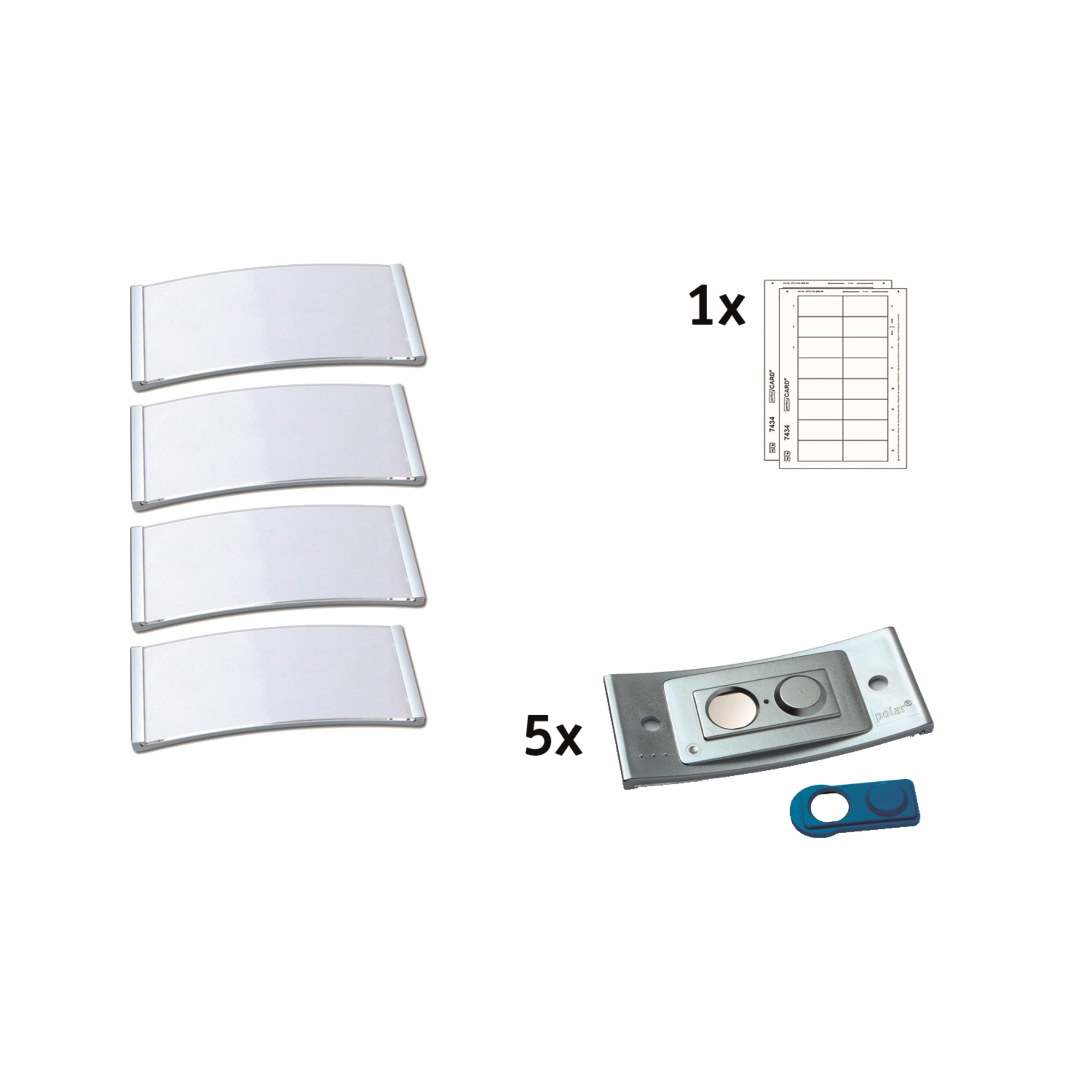 badgepoint® Namensschild polar® classic 74 x 34 mm (B x H) inkl. 1 Bogen (16 Namenskarten) Papier A4 weiß Magnet edelstahl 5 St./Pack.