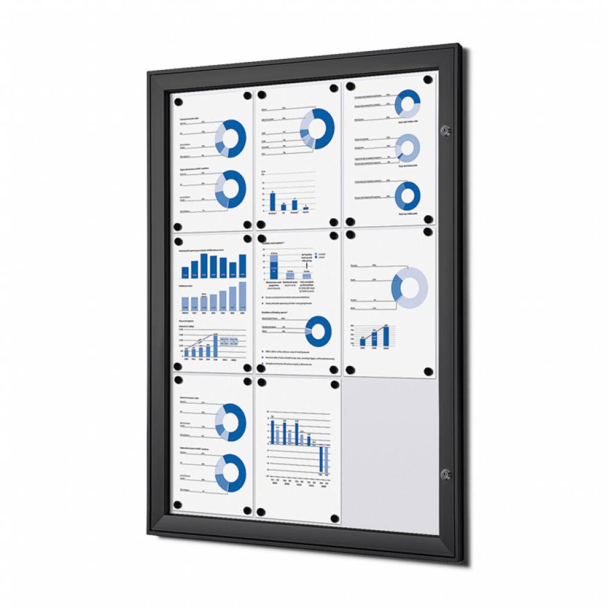 Showdown® Displays Schaukasten Innenbereich, regengeschützter Außenbereich 74,1 x 100,4 x 2,3 cm (B x H x T) 9 x DIN A4 mit Schloss Aluminium anthrazit