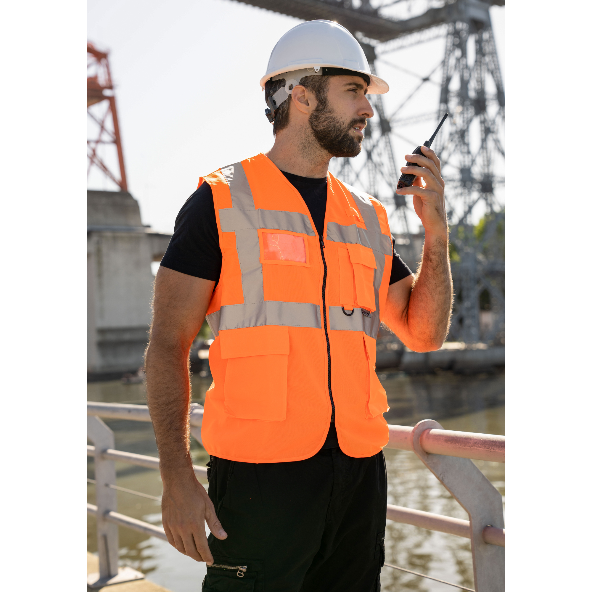 korntex Warnweste Hamburg Comfort fit M reflektierend Reißverschluss 100 % Polyester signal-orange